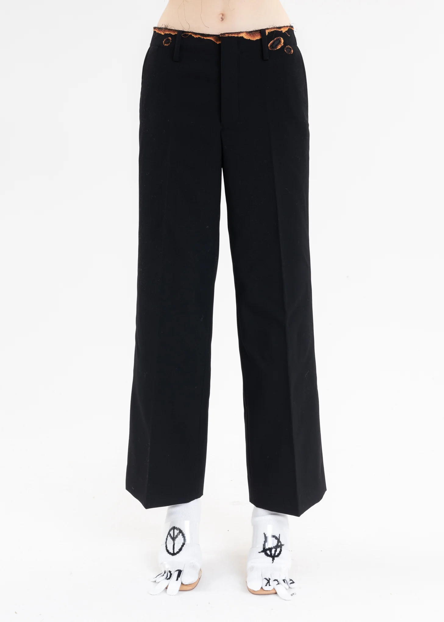 Black BURNIG EMBROIDERY TROUSERS