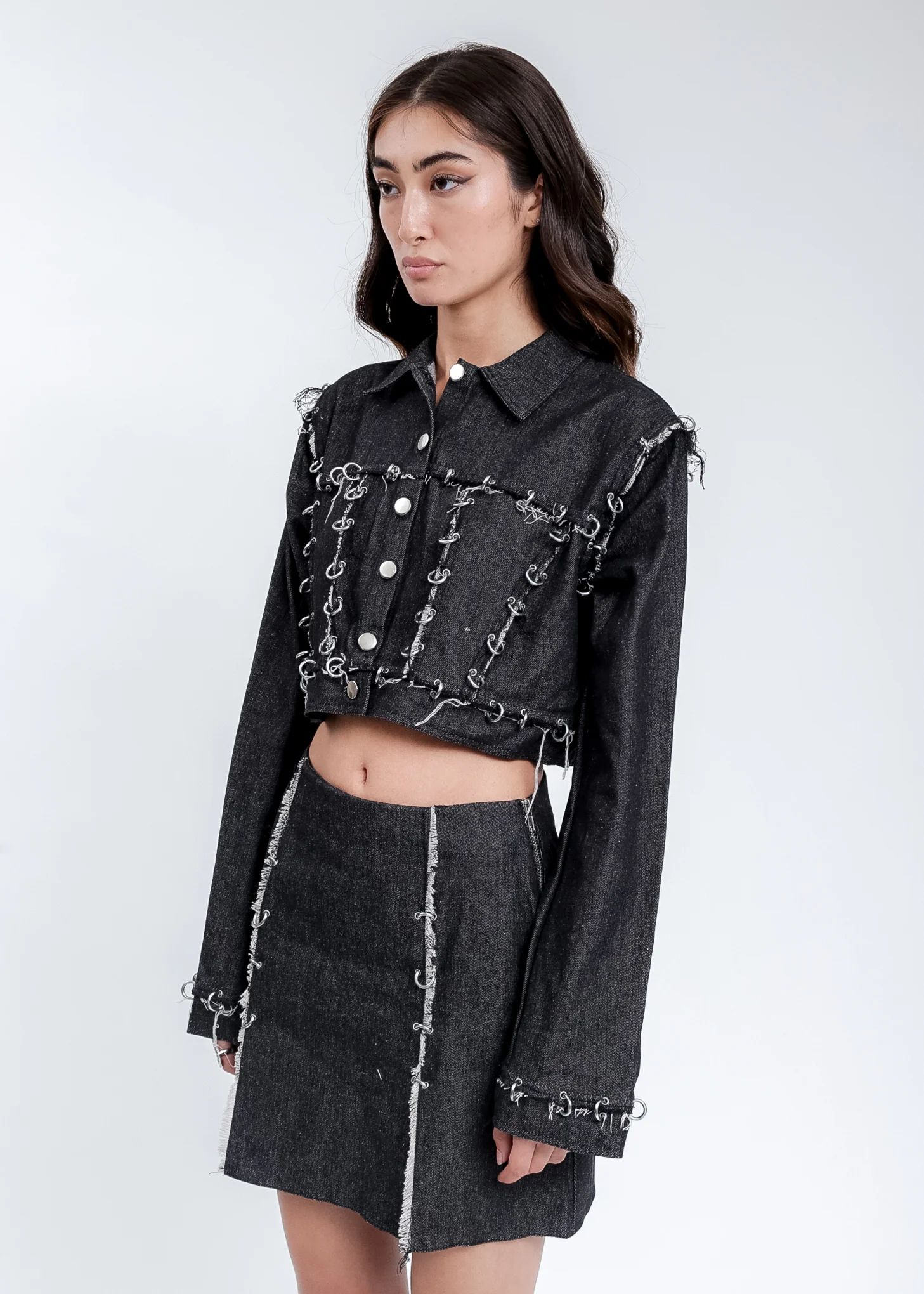Black Pieced Denim Jacket - Image 3