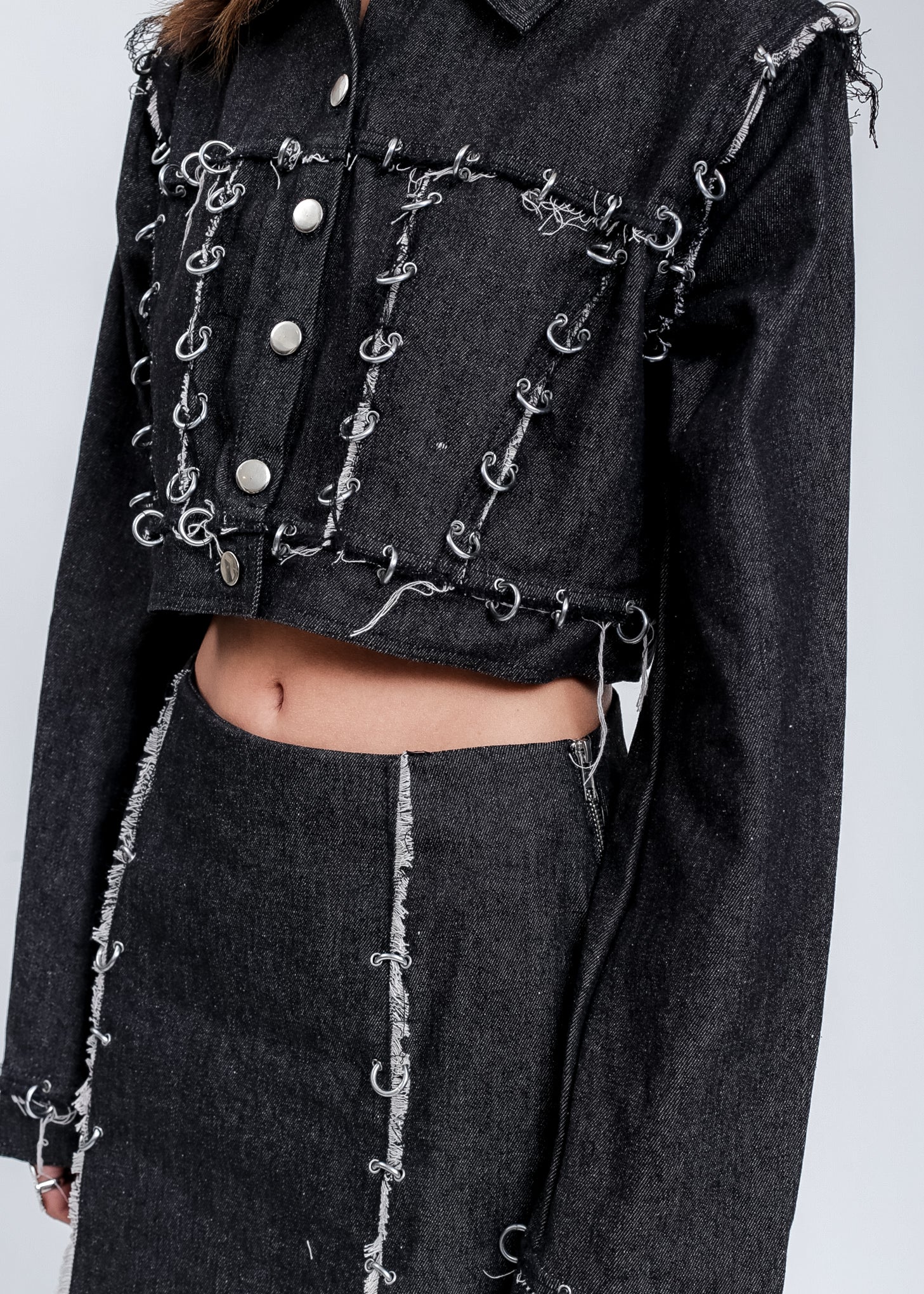 Black Pieced Denim Jacket - Image 4