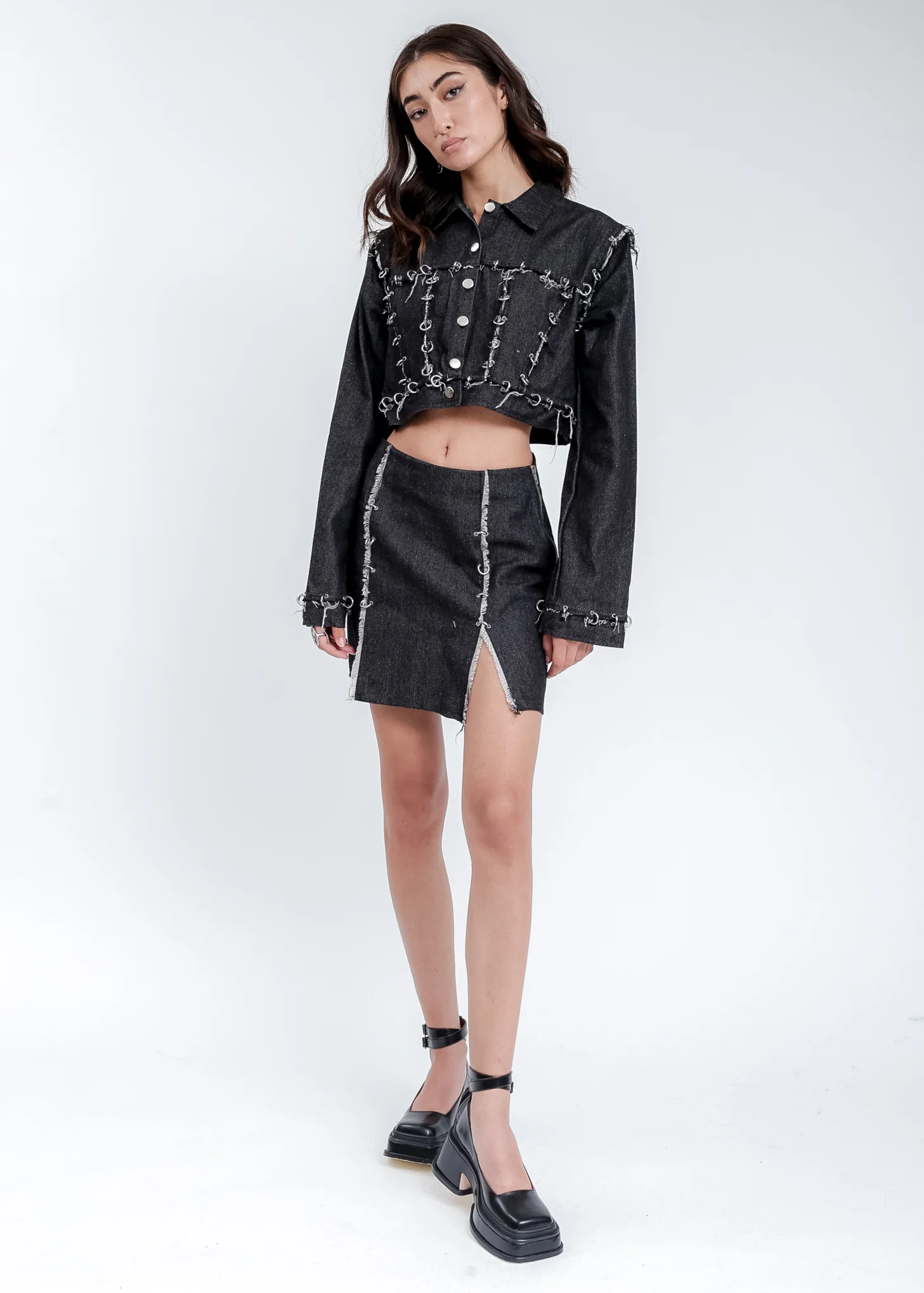 Black Pieced Denim Jacket - Image 5