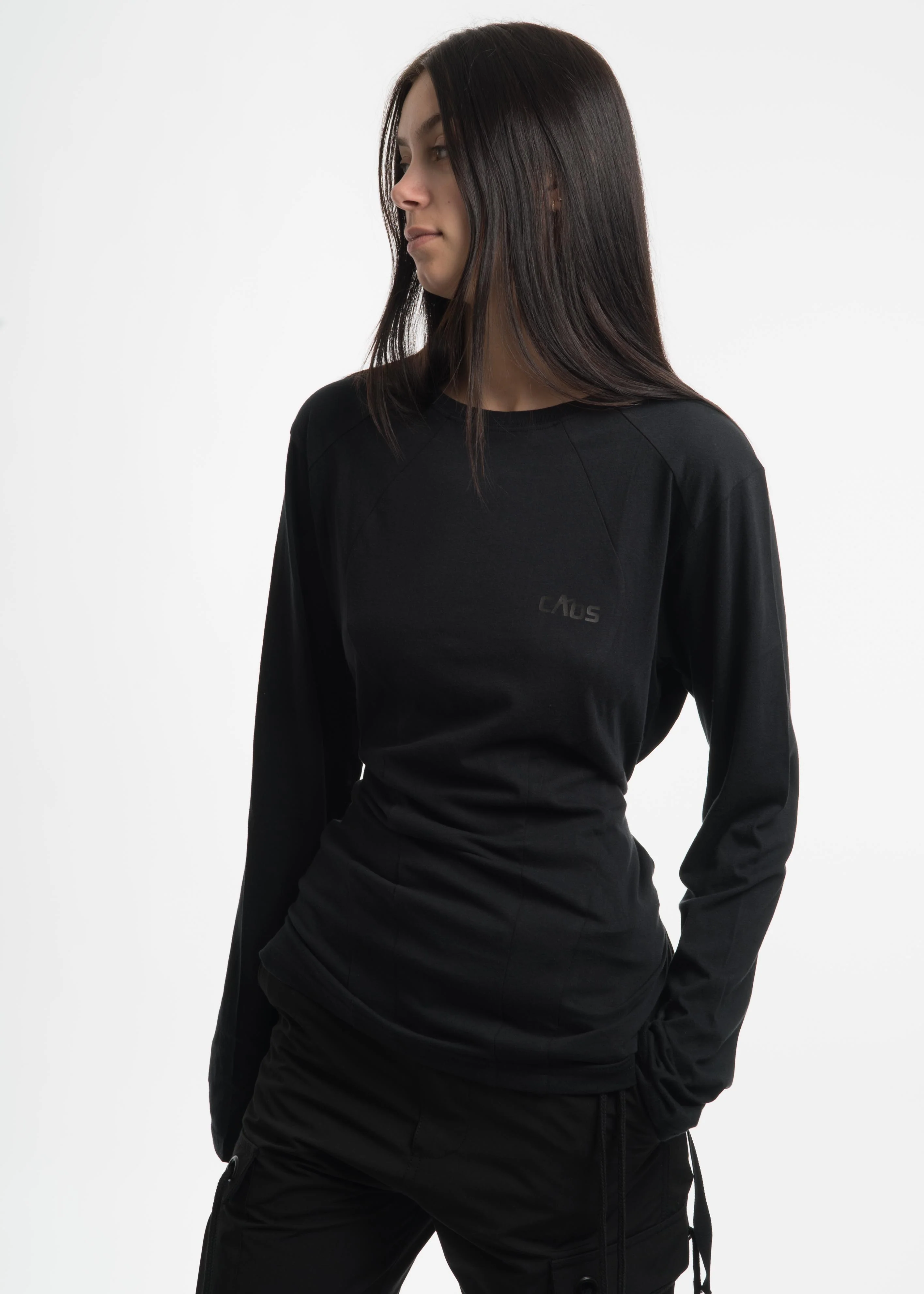 Black "Caos" Strap Long Sleeve T-Shirt