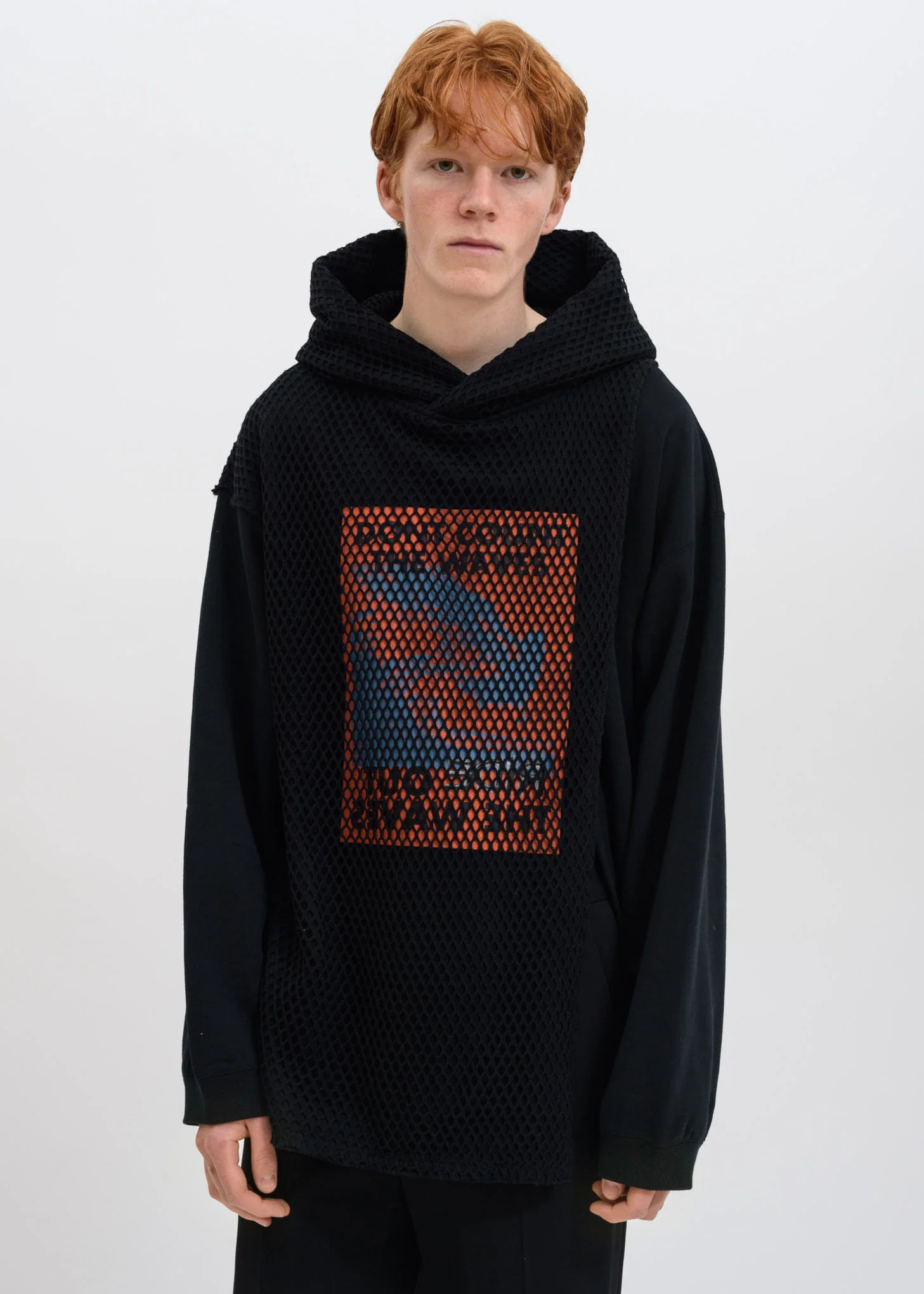 Black Cape Mesh Hoodie