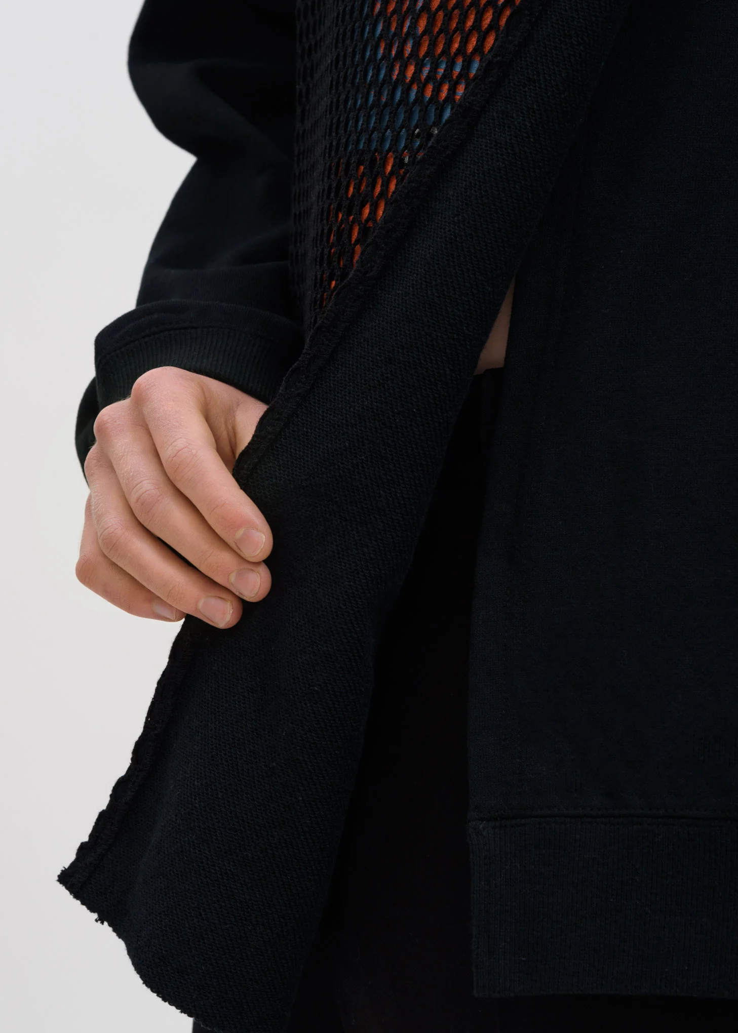 Black Cape Mesh Hoodie - Image 4