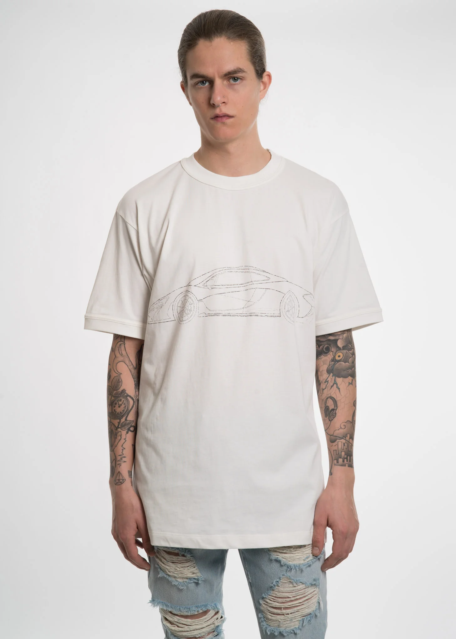 White Car Print T-Shirt
