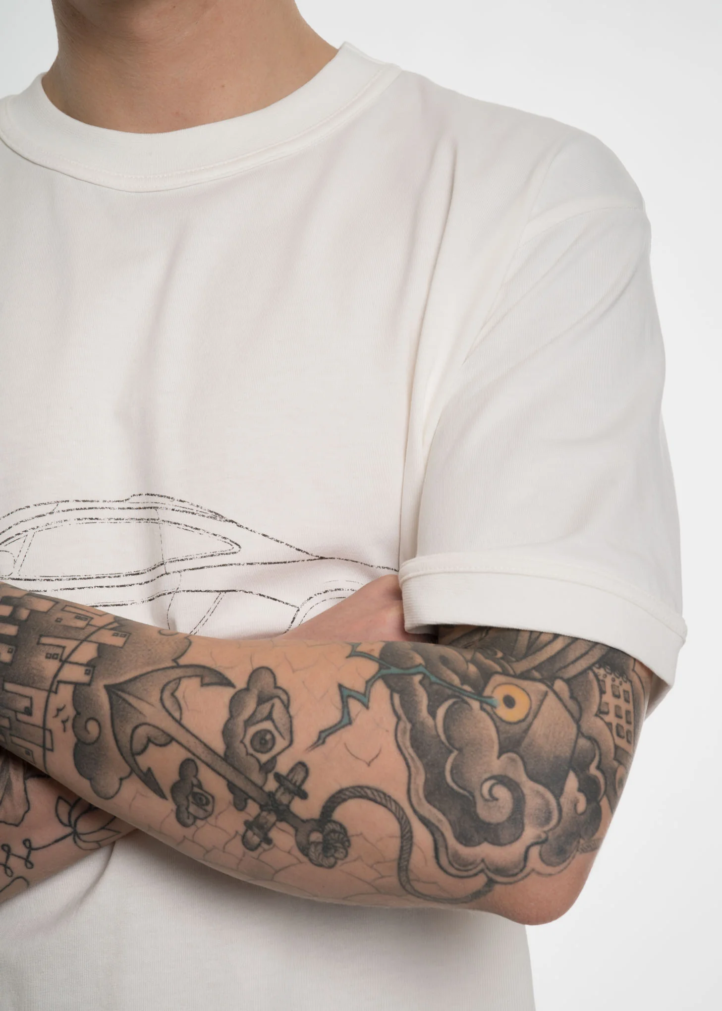 White Car Print T-Shirt - Image 5