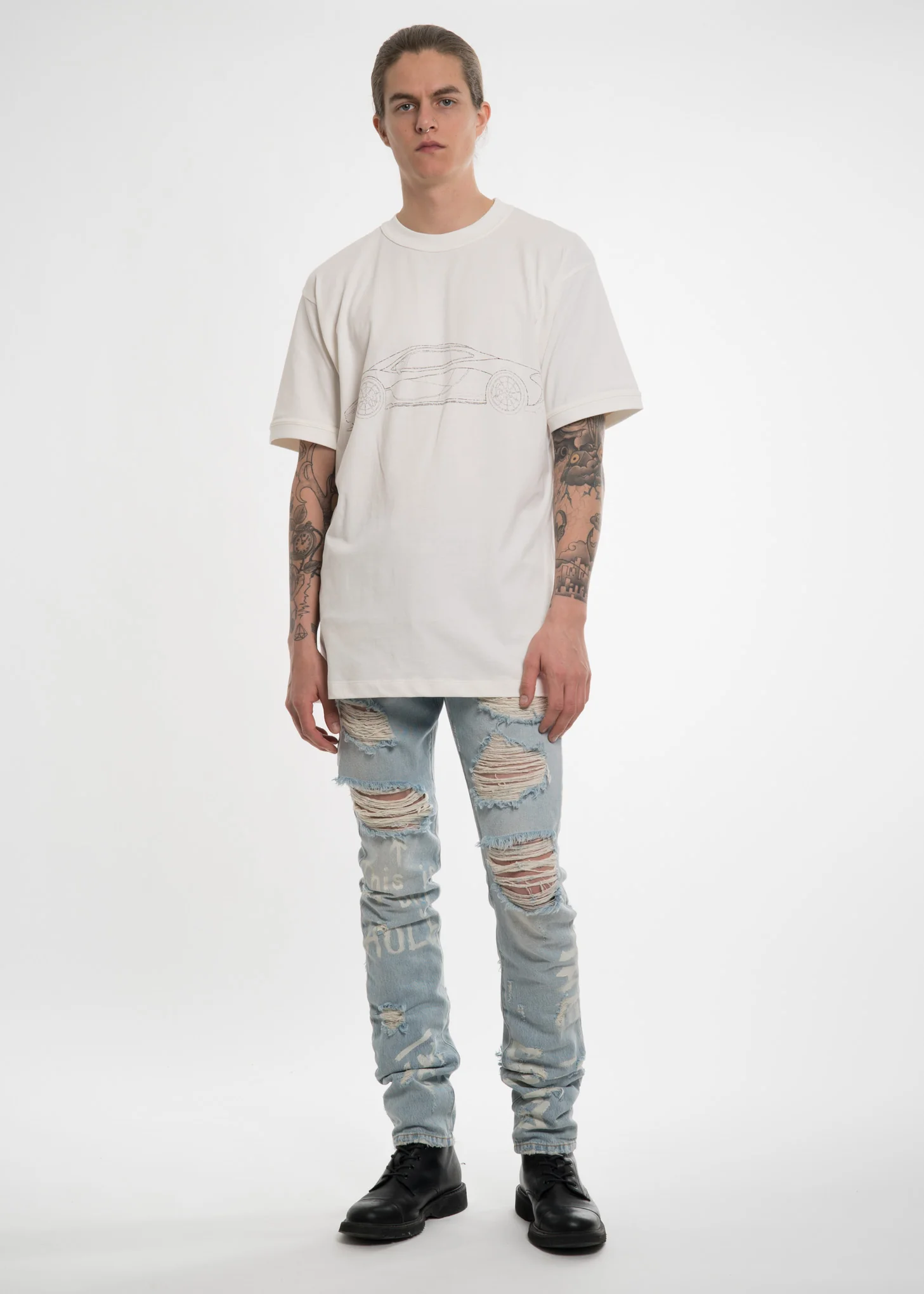 White Car Print T-Shirt - Image 6