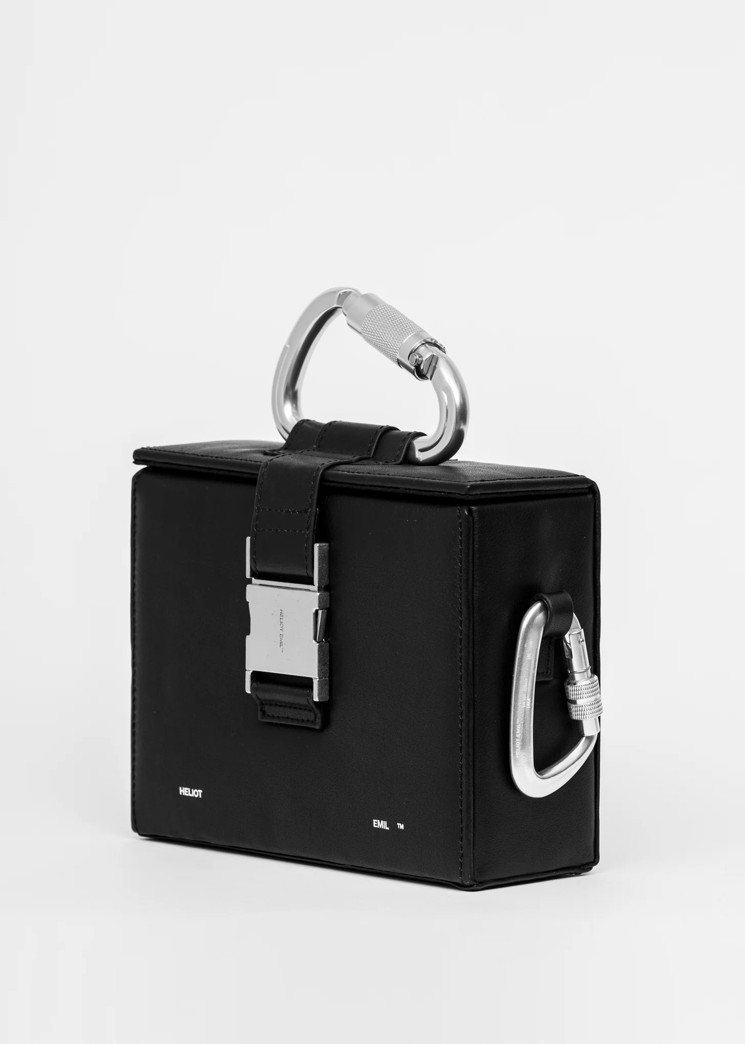 BLACK LEATHER CARABINER BOX BAG - Image 4
