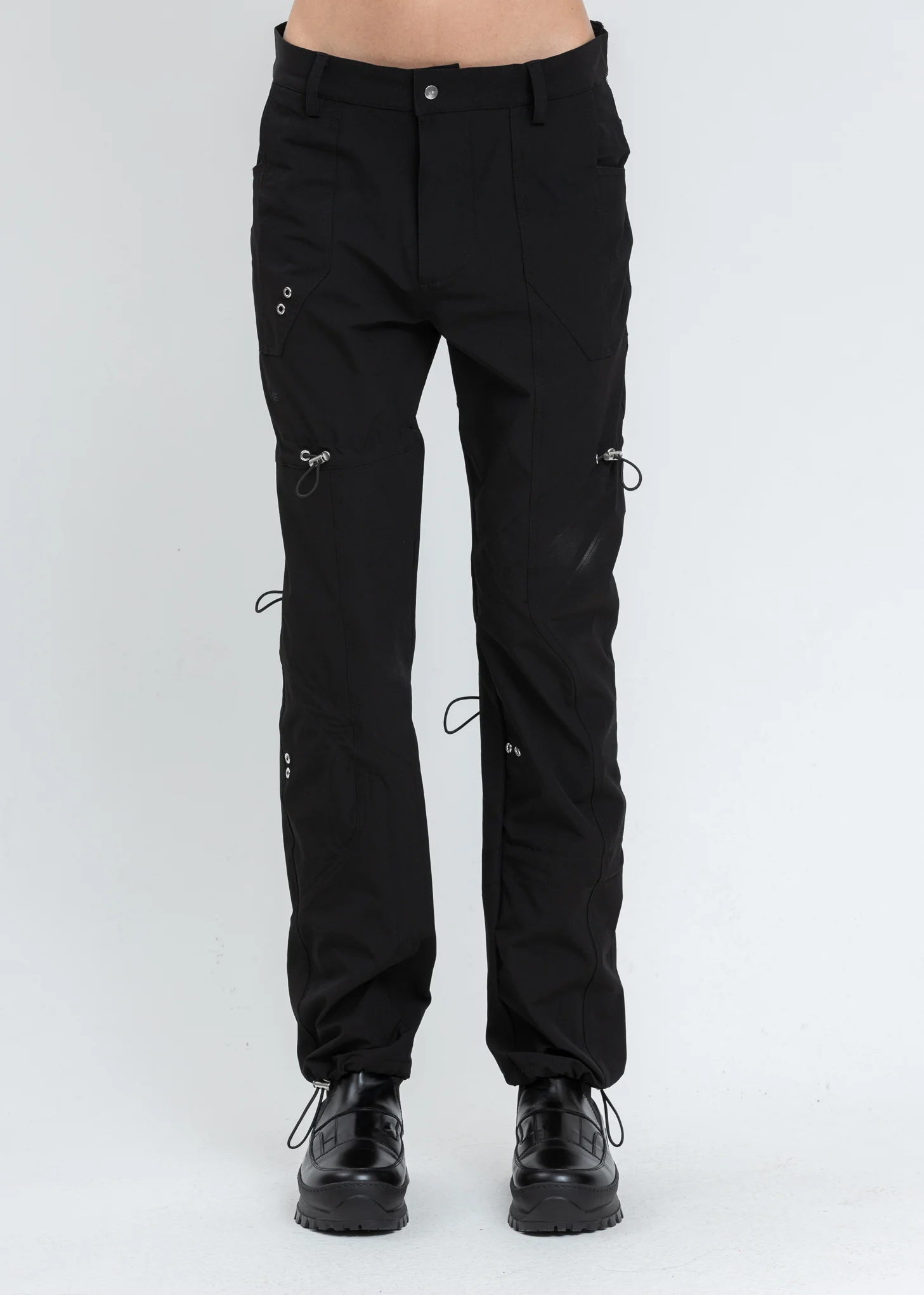 Black Cargo Pant With Drawstring Tunnels