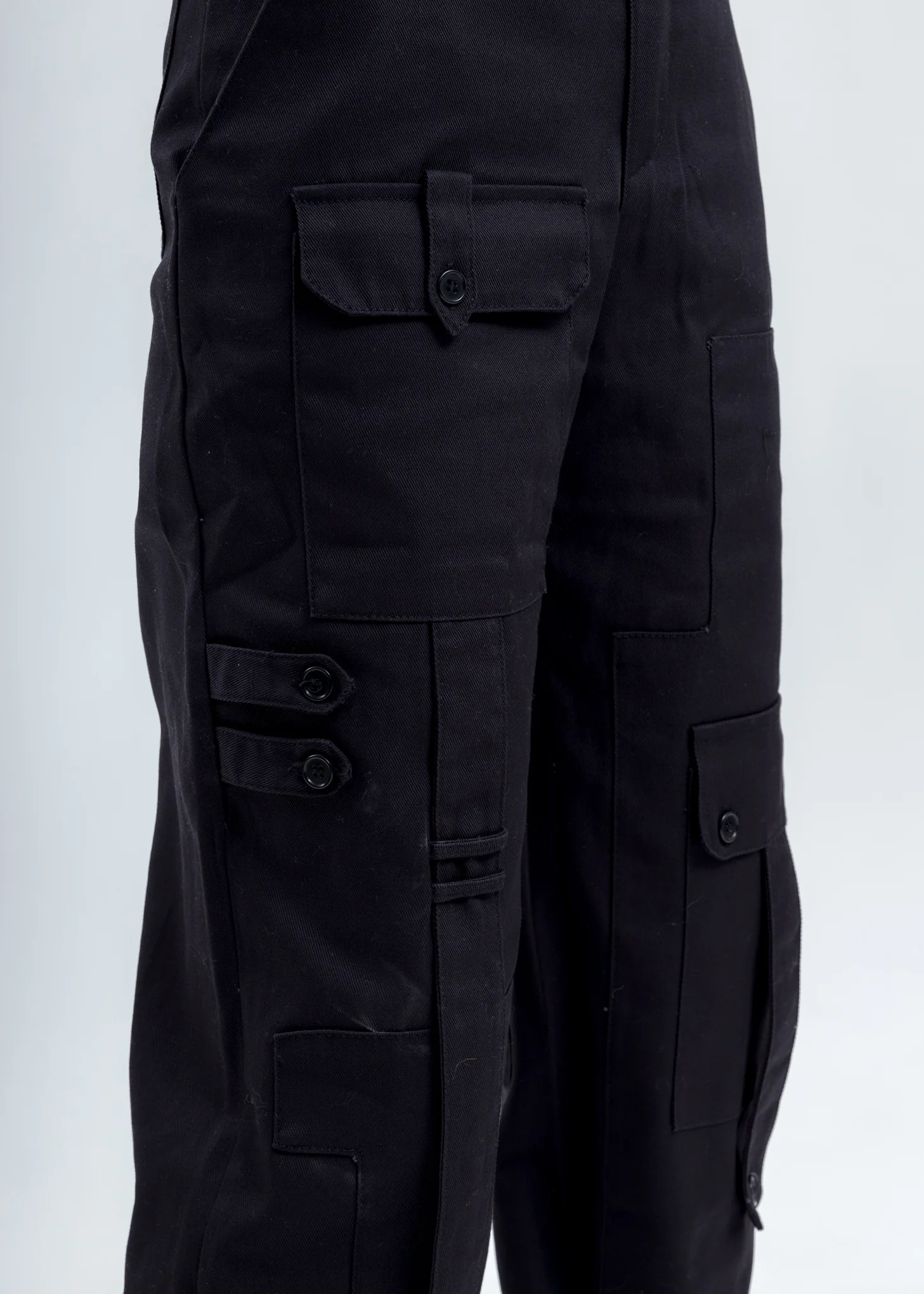 Black Cargo Patched Pocket Pants - Image 2