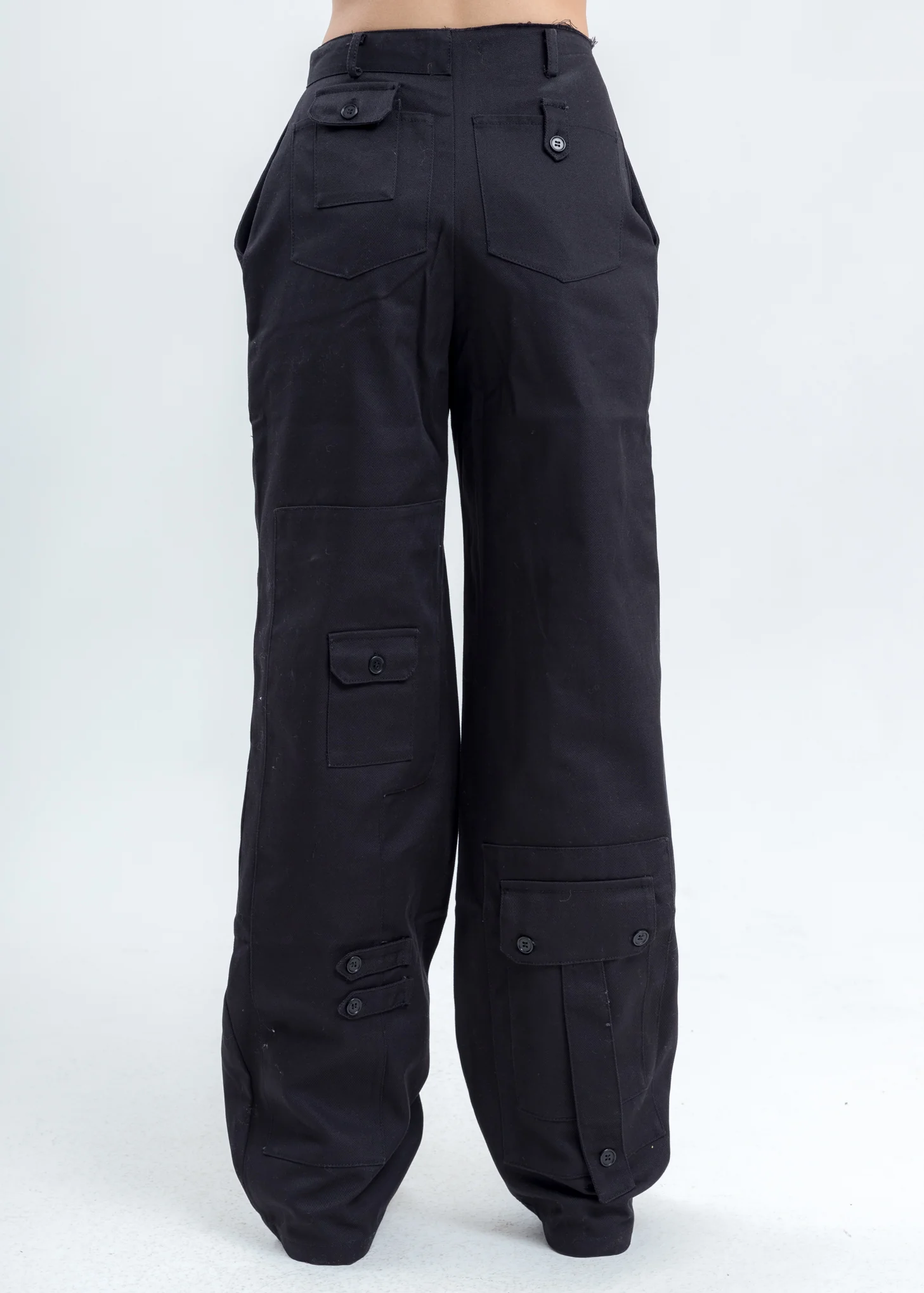Black Cargo Patched Pocket Pants - Image 4