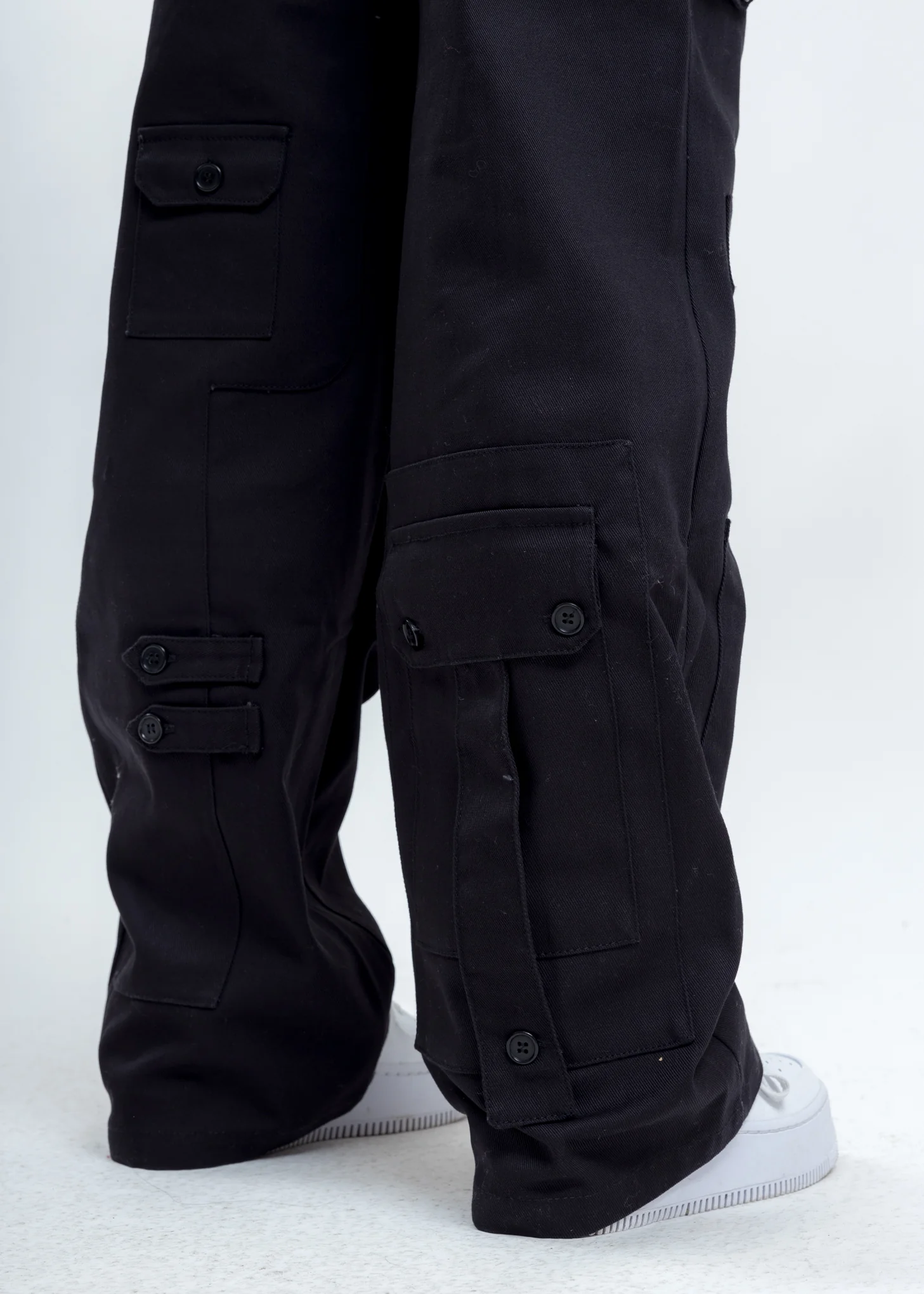 Black Cargo Patched Pocket Pants - Image 5