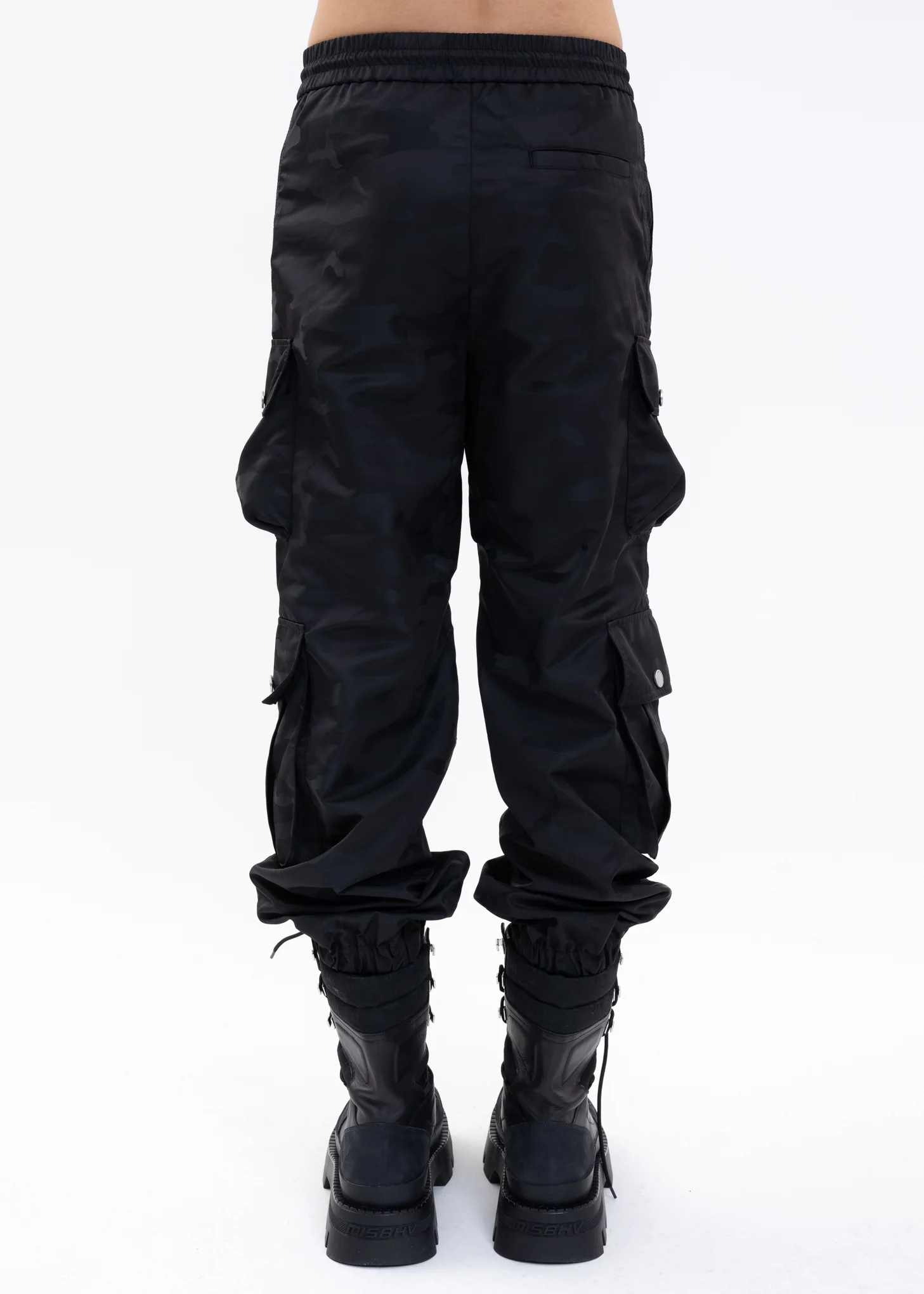 BLACK CARGO POCKET TROUSERS - Image 3