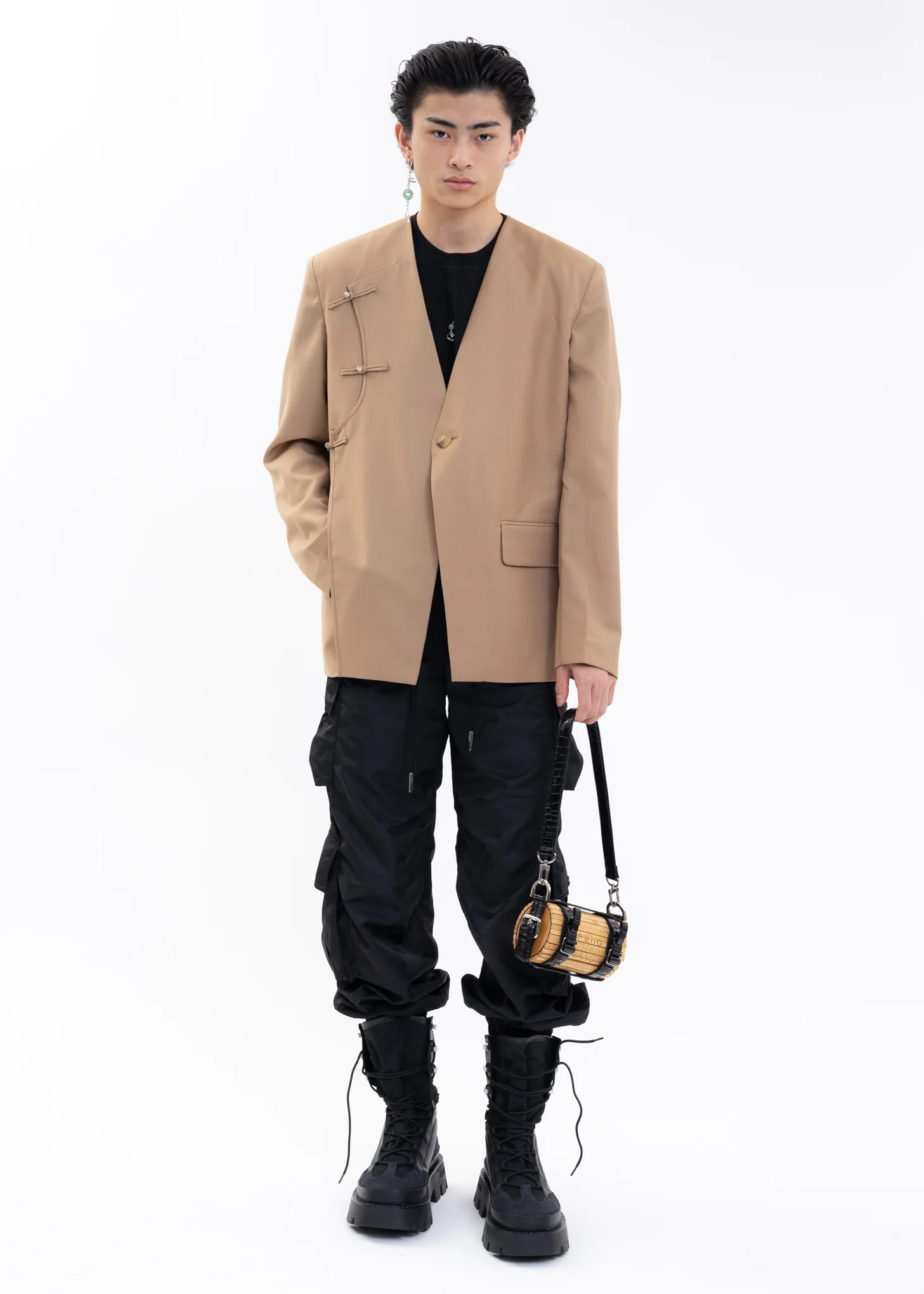 BLACK CARGO POCKET TROUSERS - Image 7