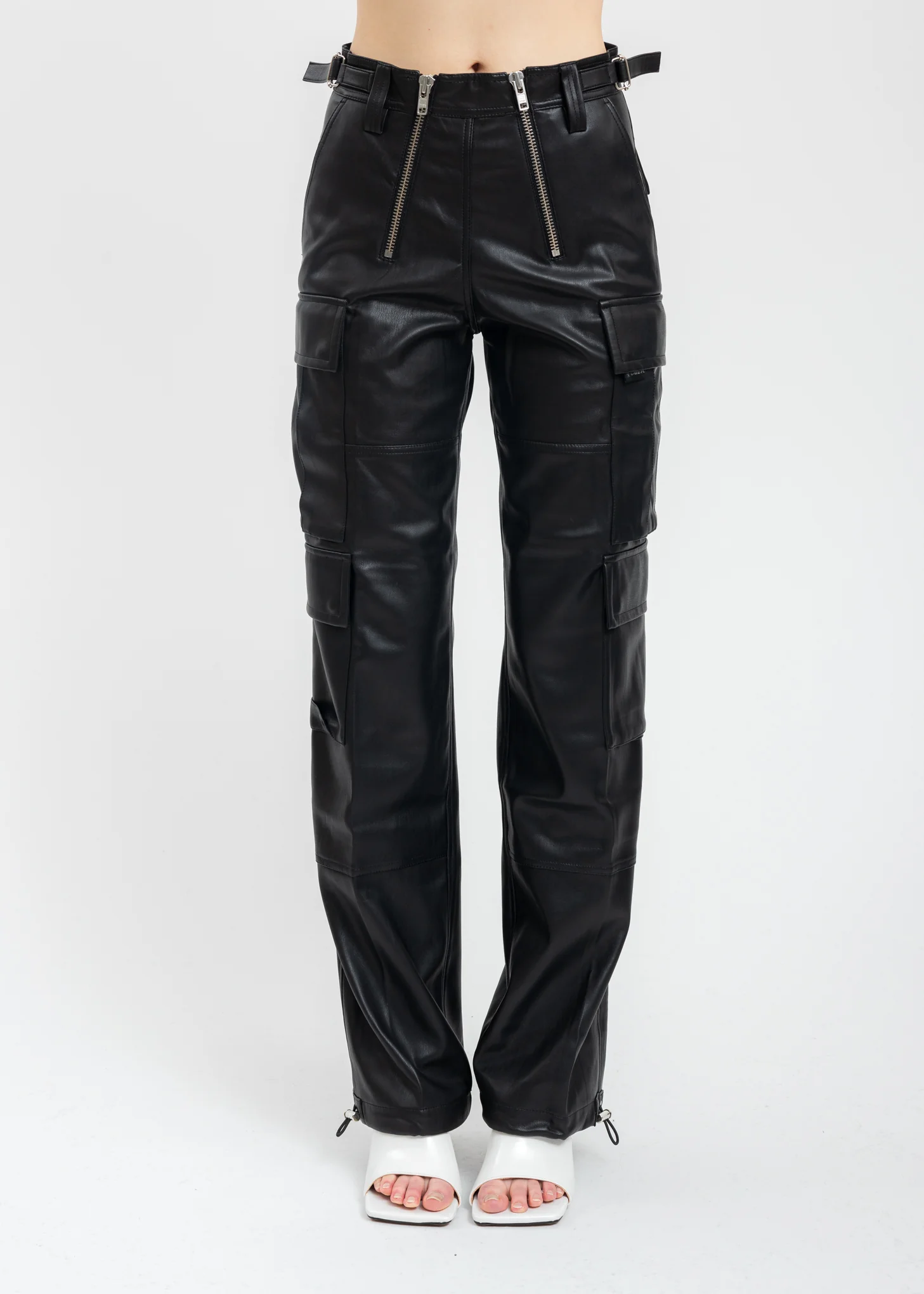 Black Cargo Trousers With Double Zip