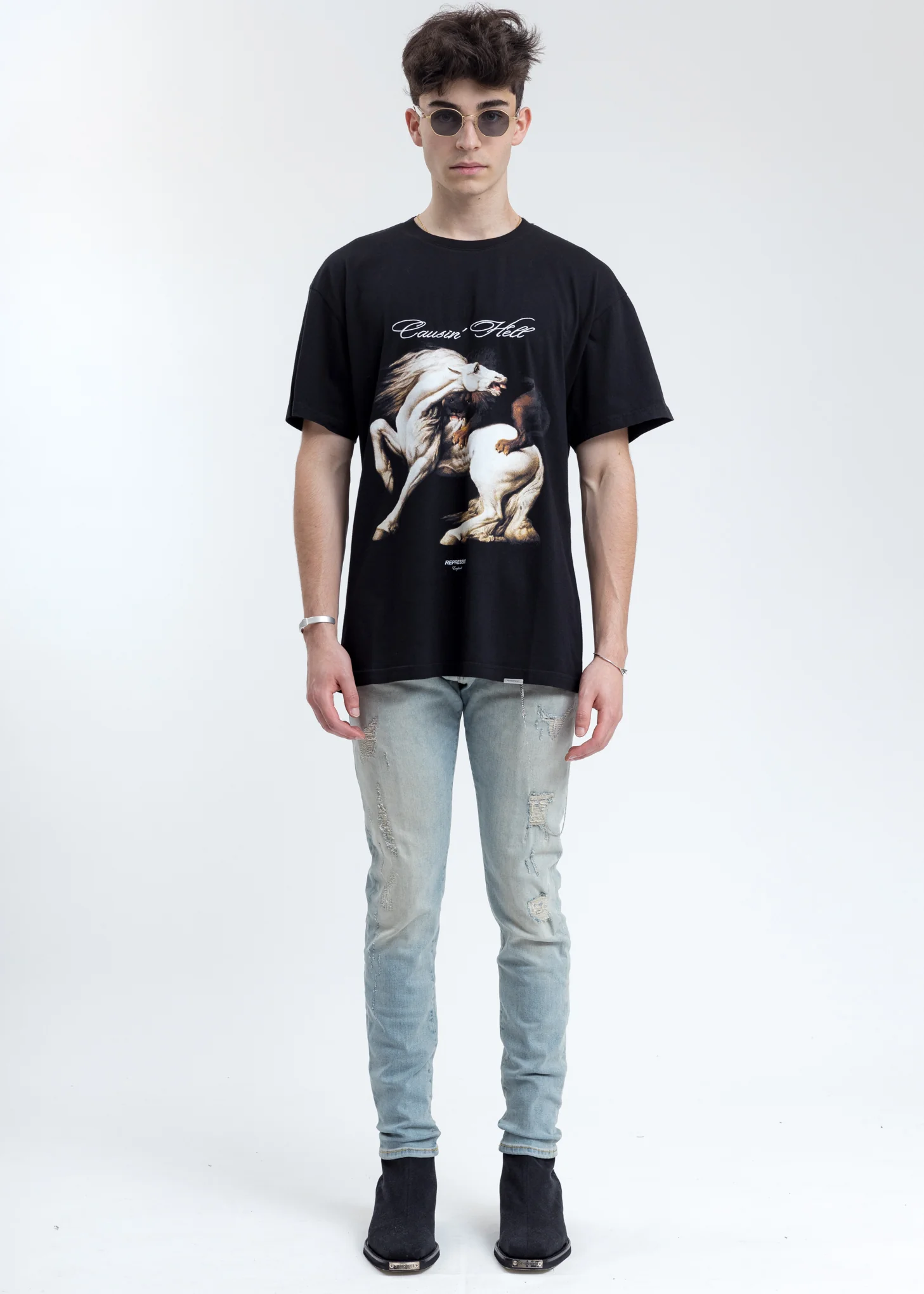 Black Causin Hell T-Shirt - Image 5