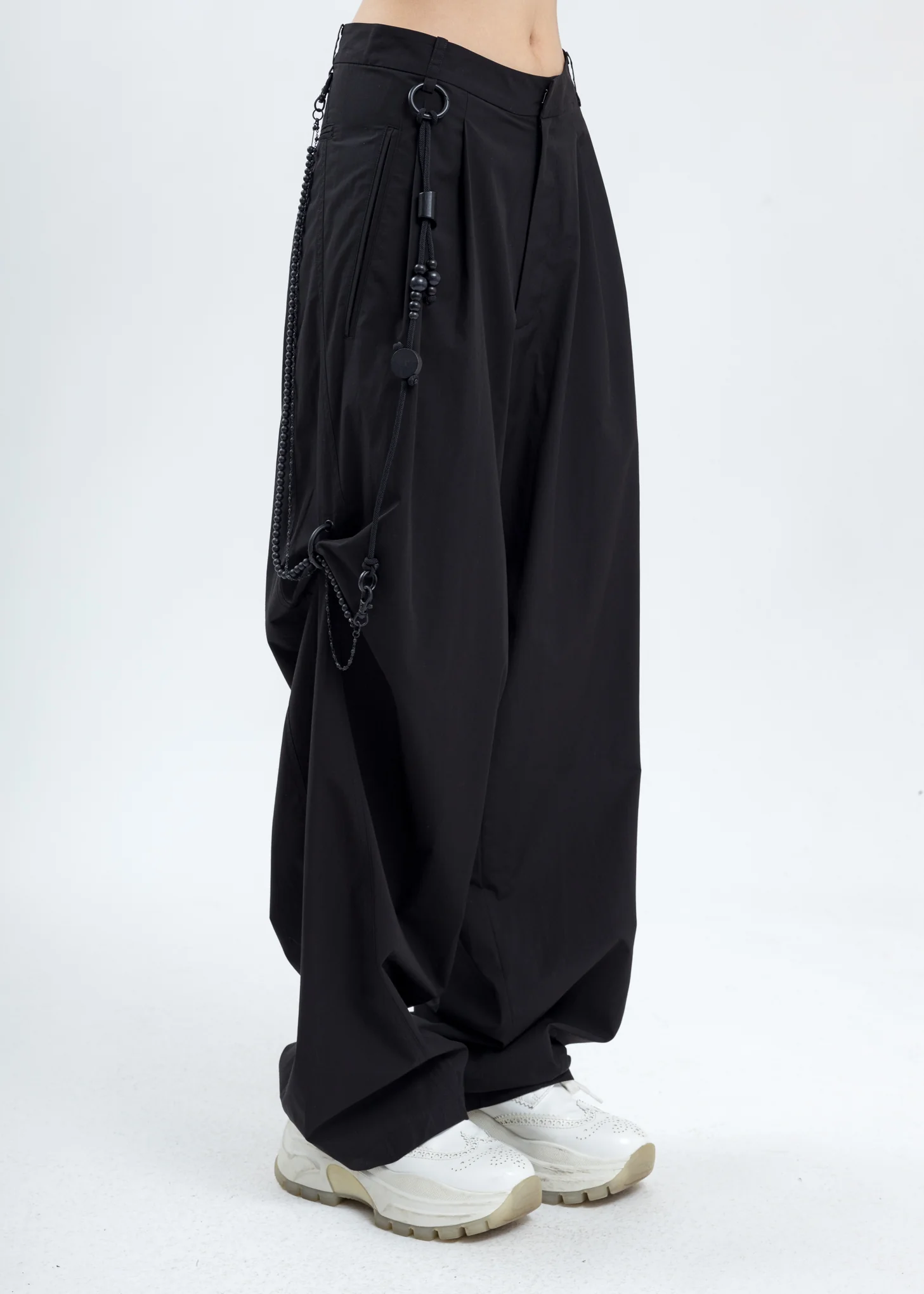 Black Chained Wide Pants
