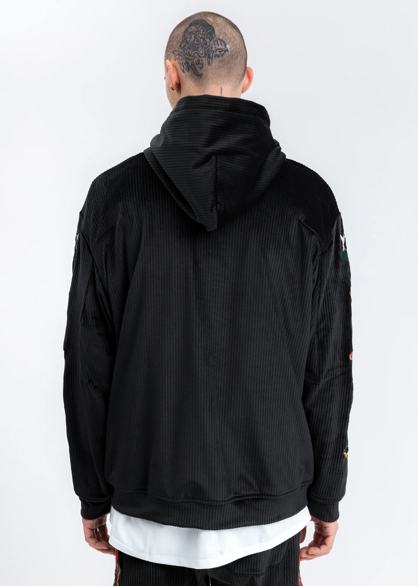 Black Chaos Embroidery Comfy Zip Up Hoodie - Image 4