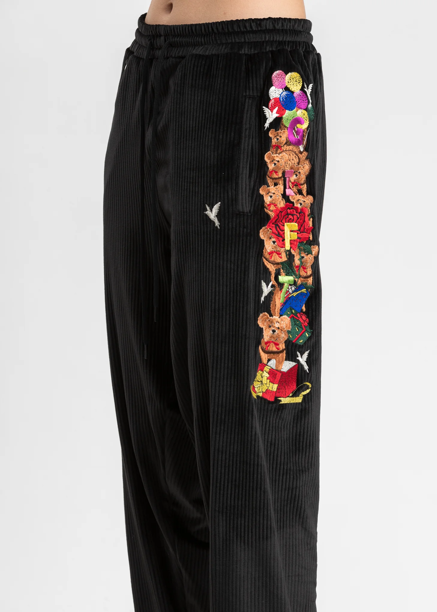 Black Chaos Embroidery Comfy Pants - Image 2