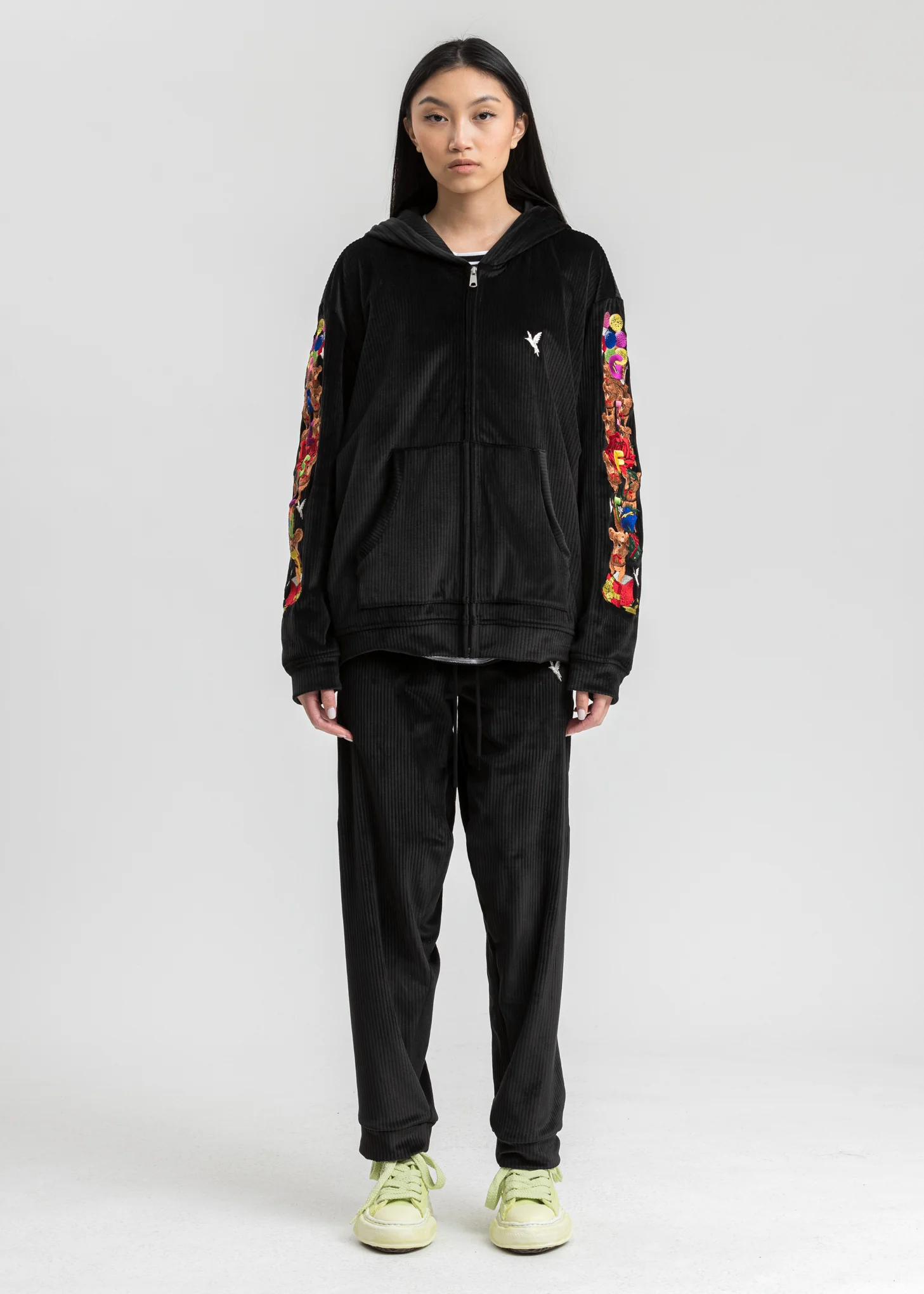 Black Chaos Embroidery Comfy Pants - Image 5