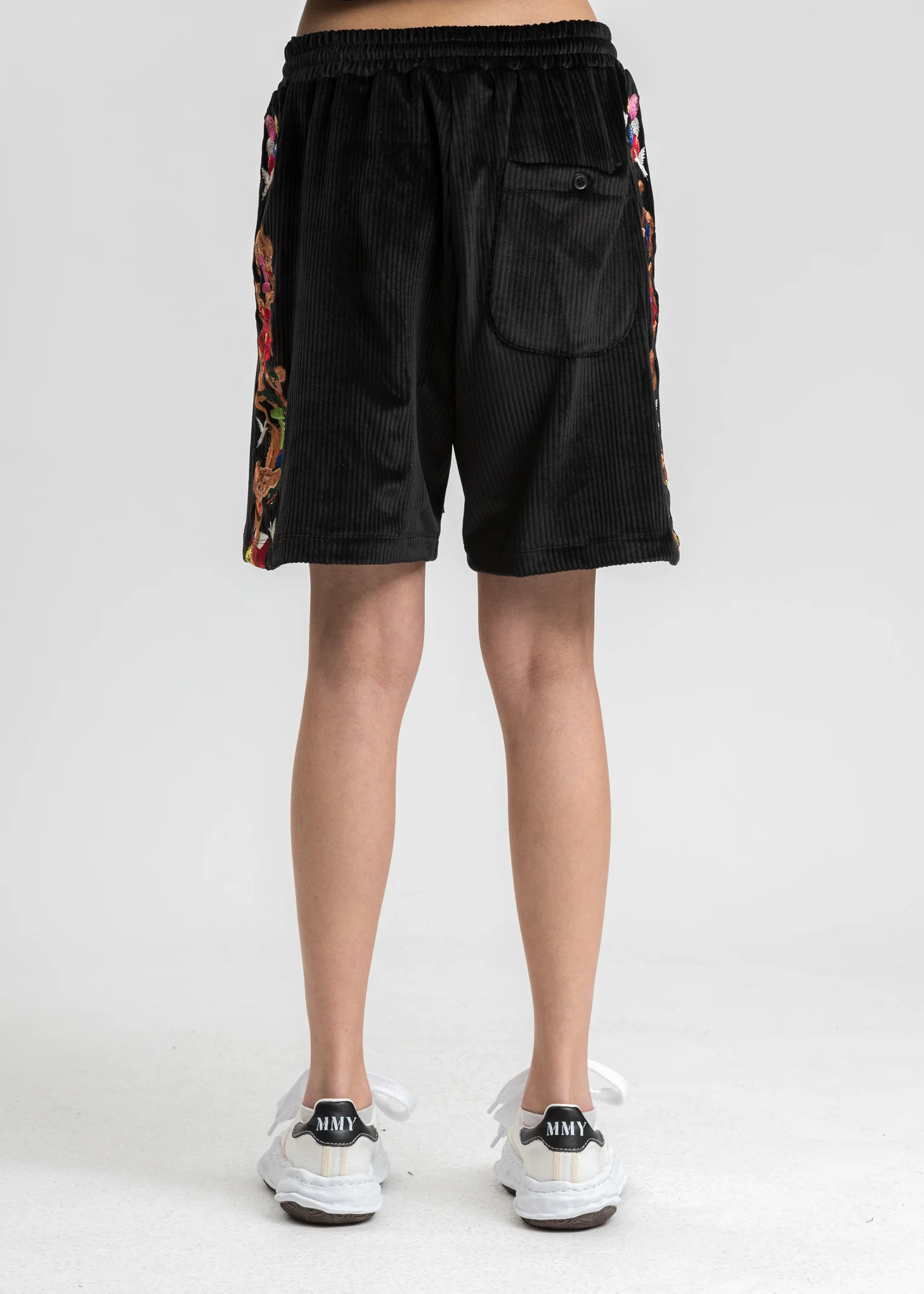 Black Chaos Embroidery Comfy Shorts - Image 4