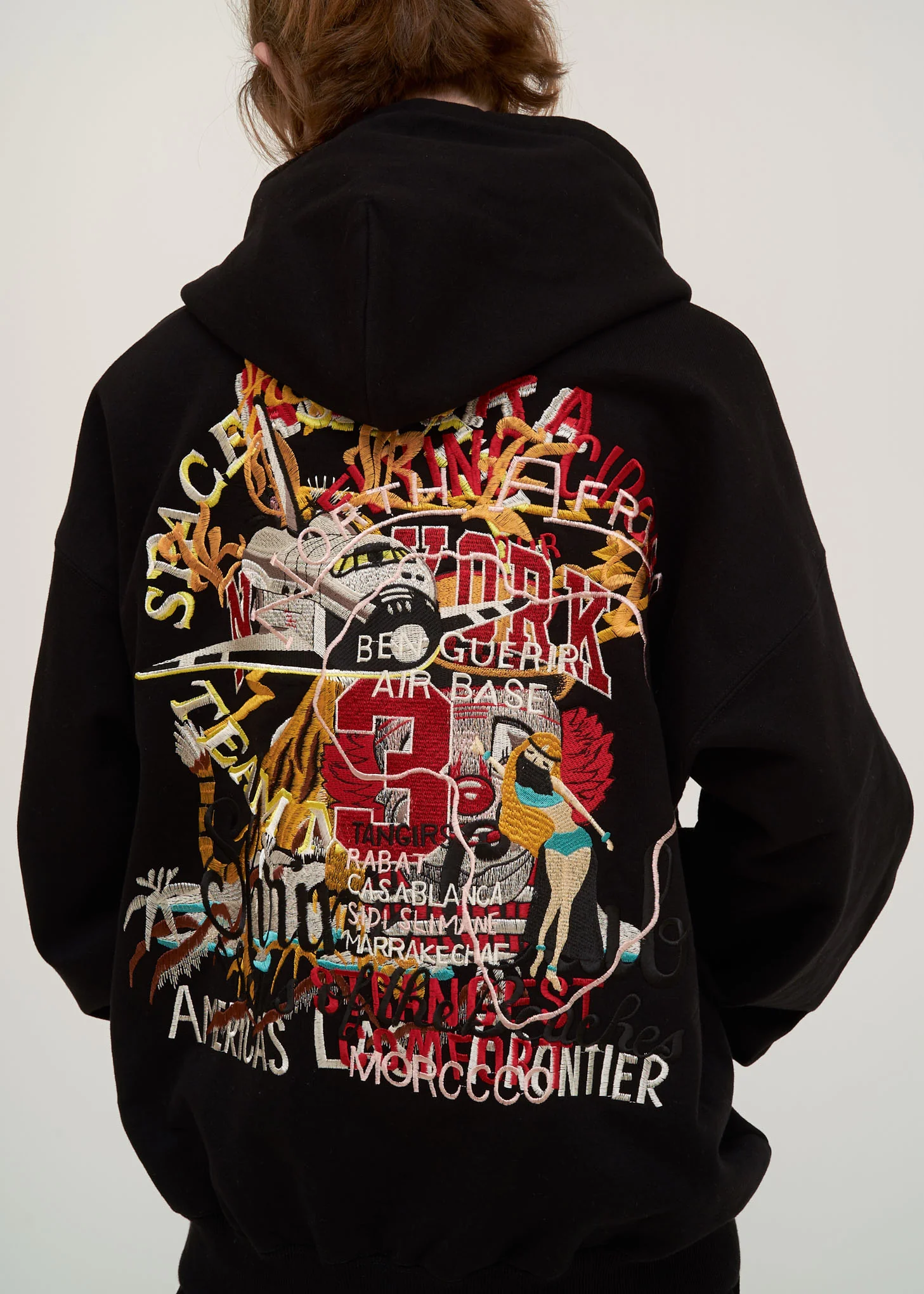 Black Chaos Embroidery Hoodie - Image 3