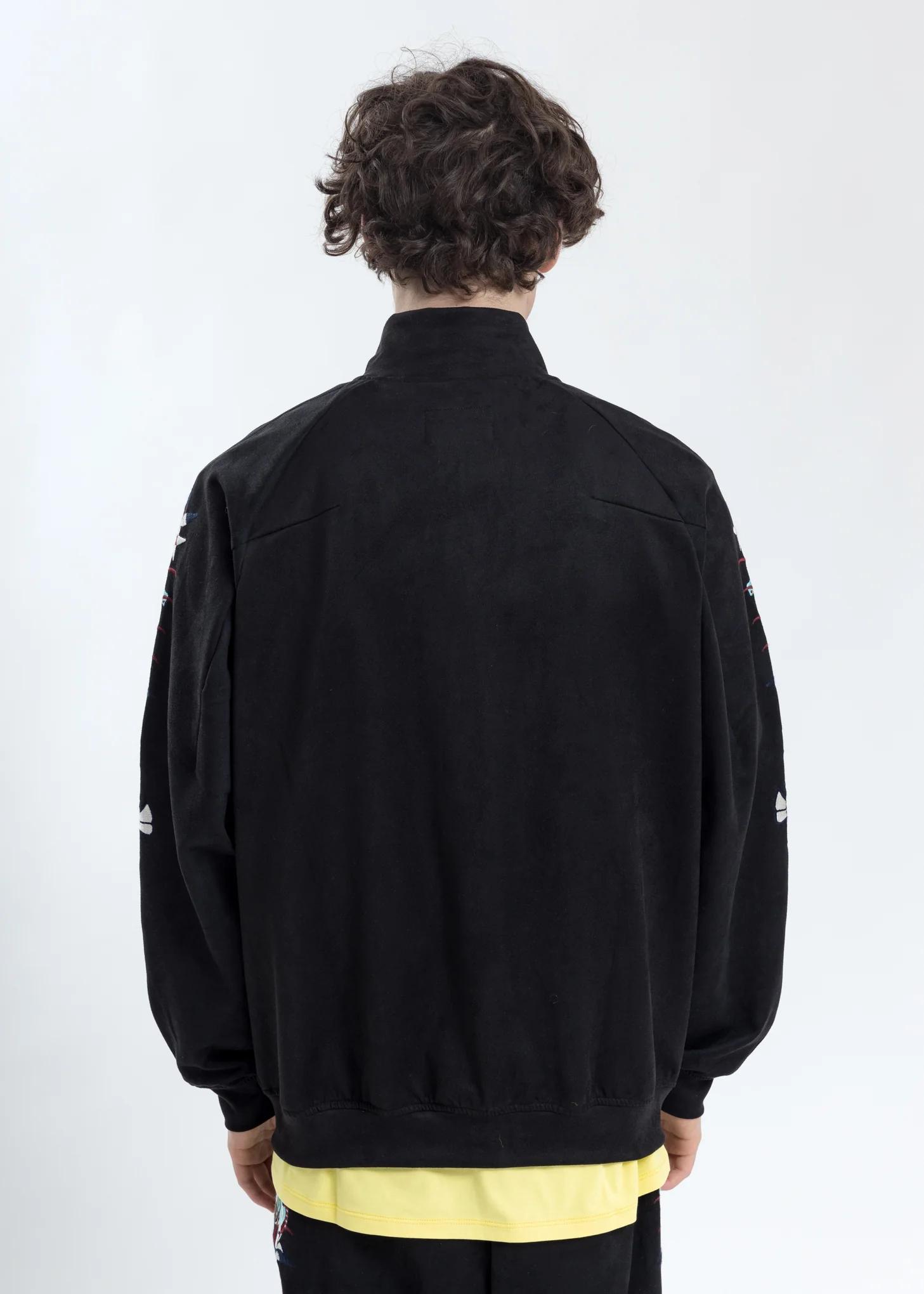 Black Chaos Embroidery Suede Track Jacket - Image 6