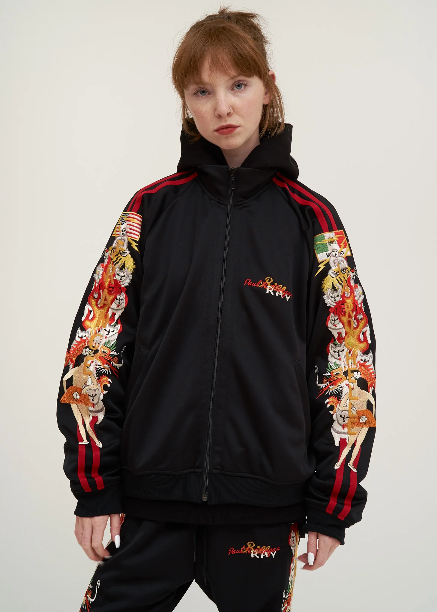 Black Chaos Embroidery Track Jacket - Image 3
