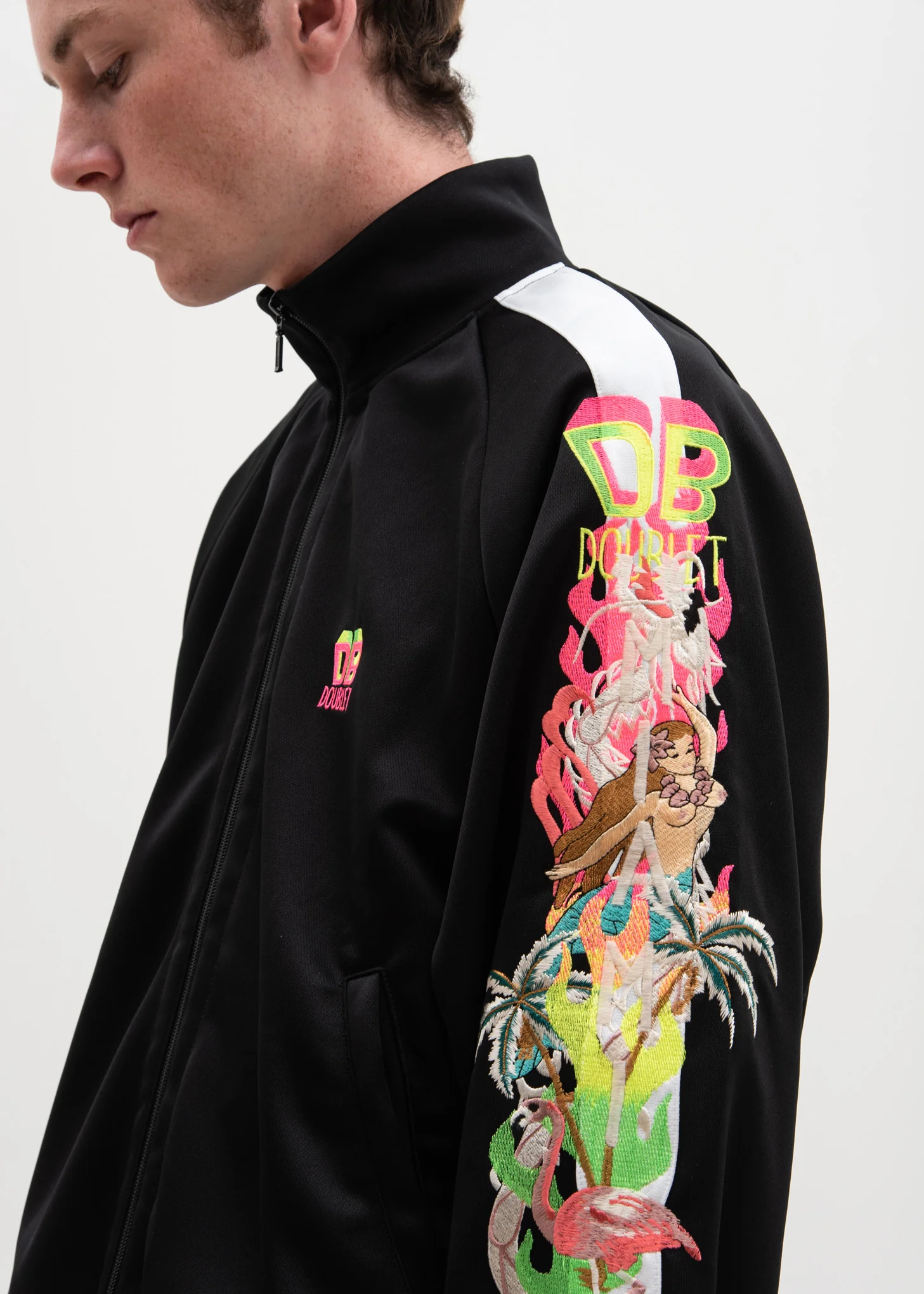 Black Chaos Embroidery Track Jacket - Image 2