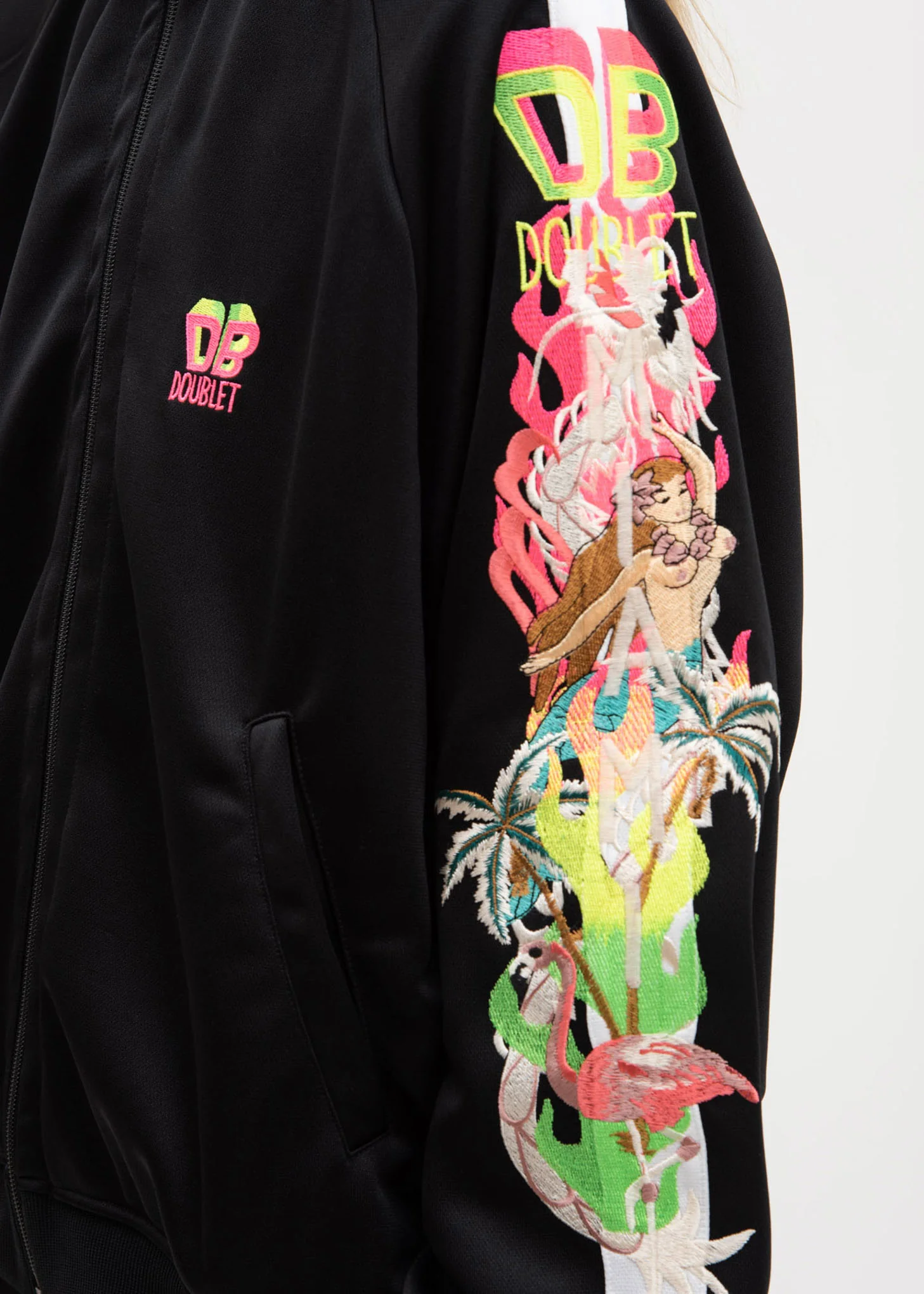 Black Chaos Embroidery Track Jacket - Image 3