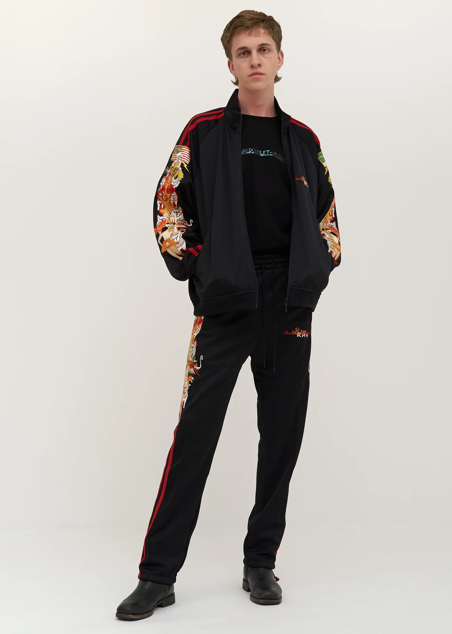 Black Chaos Embroidery Track Jacket - Image 3