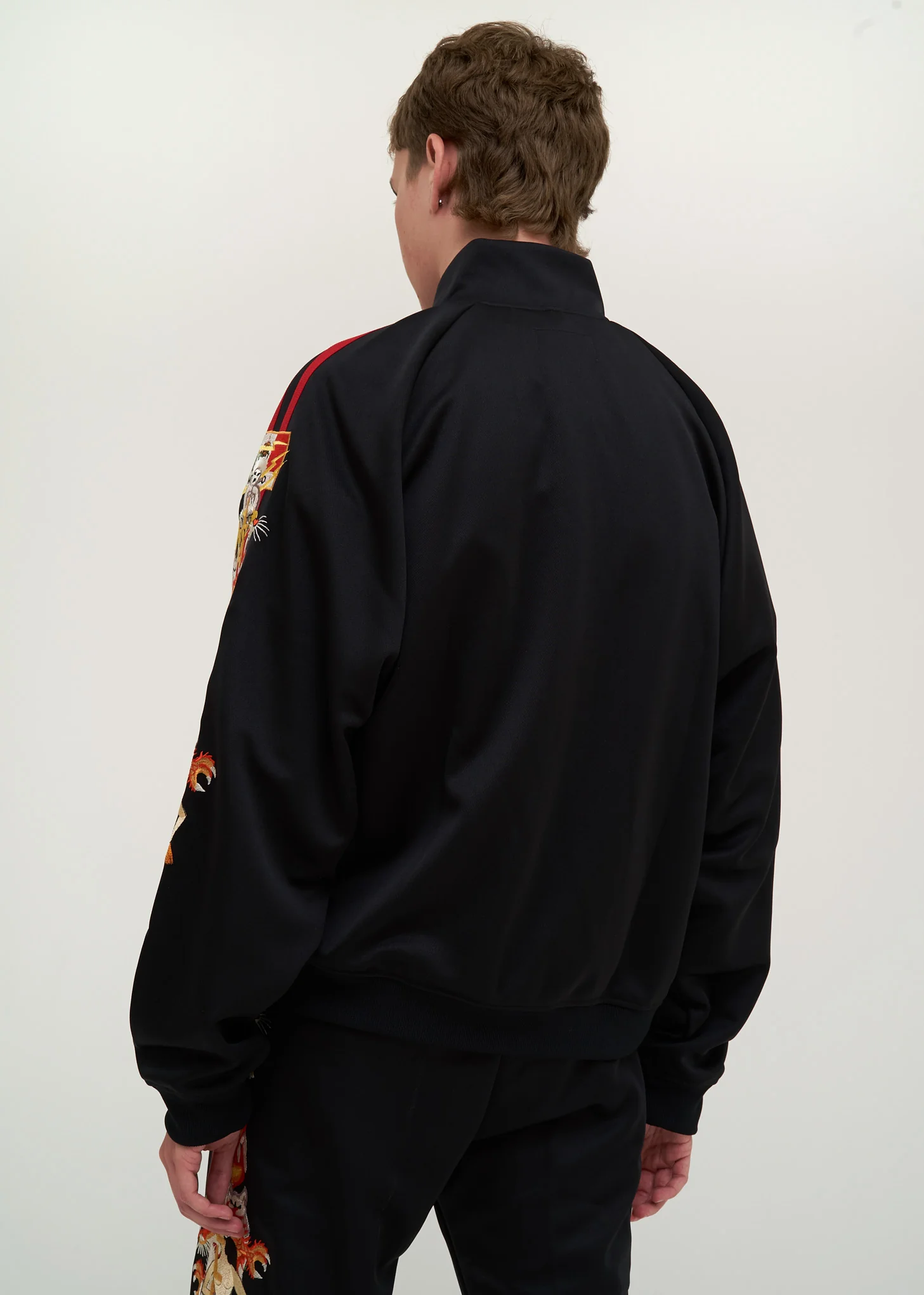 Black Chaos Embroidery Track Jacket - Image 4
