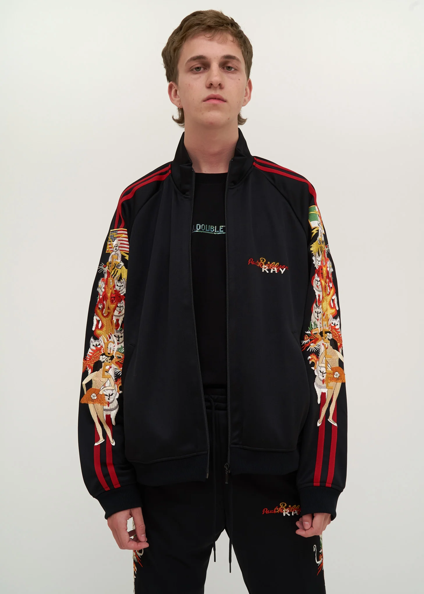 Black Chaos Embroidery Track Jacket - Image 5