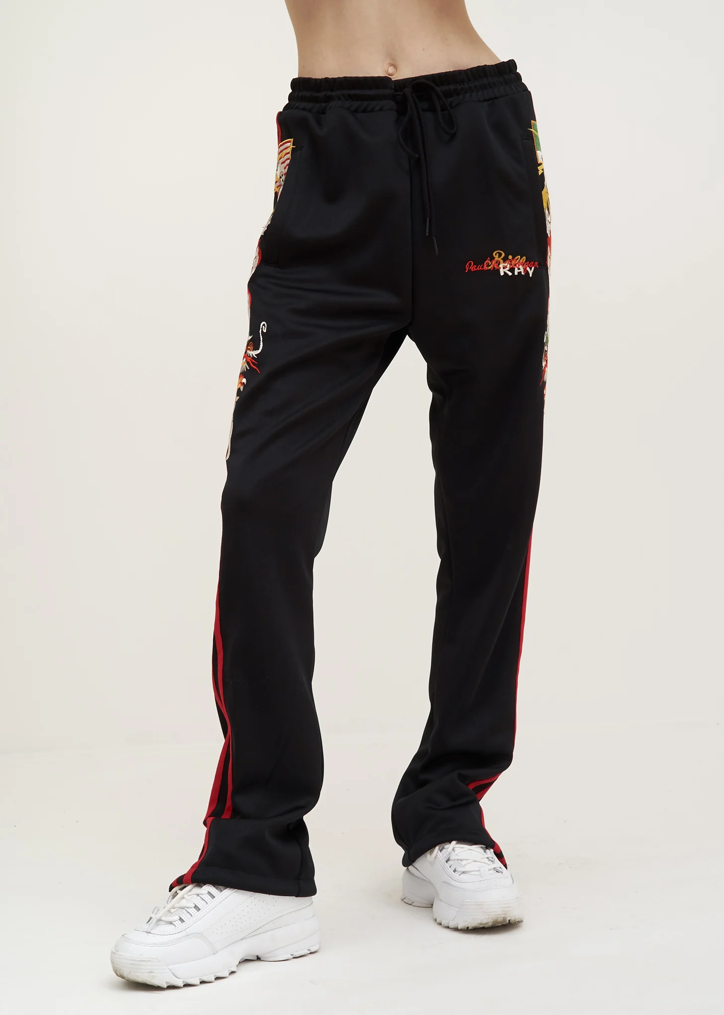 Black Chaos Embroidery Track Pants