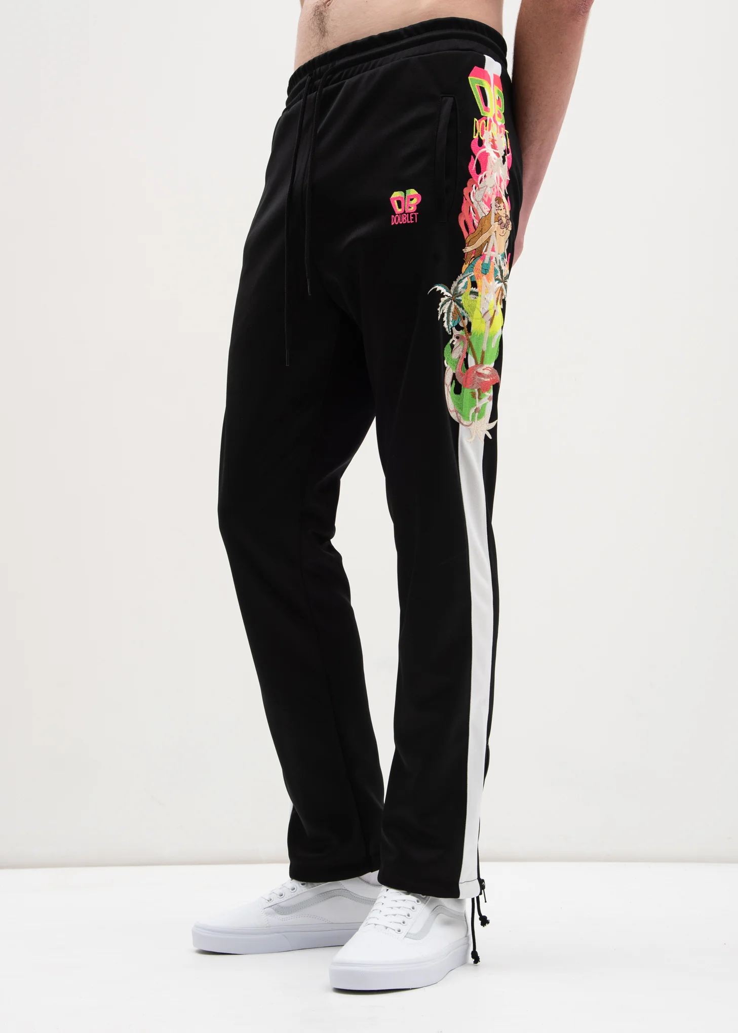 Black Chaos Embroidery Track Pants