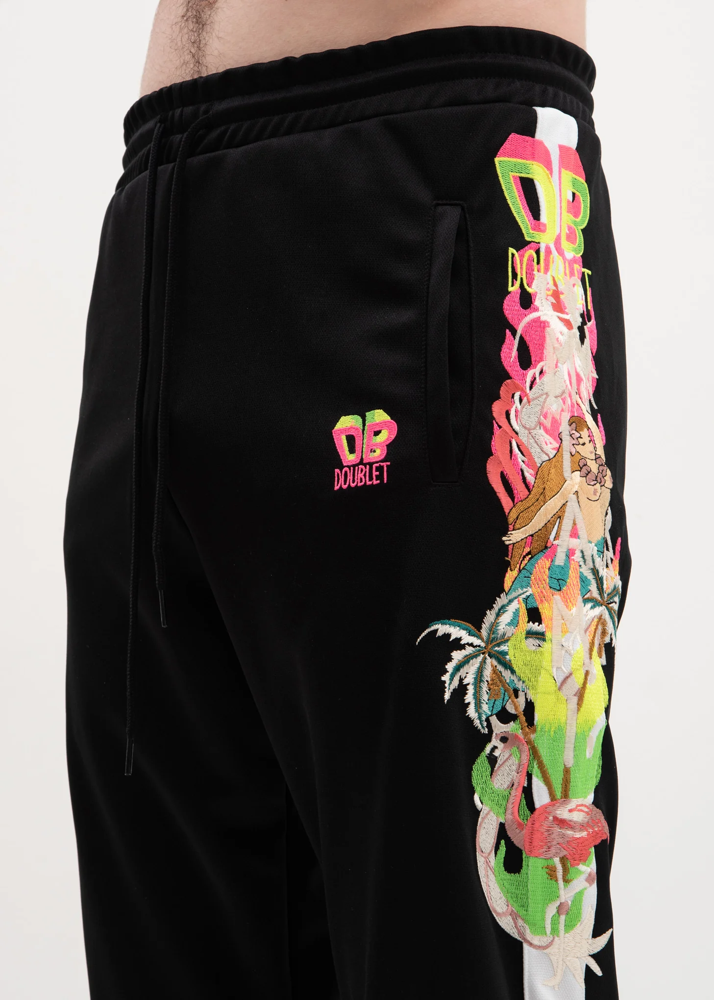 Black Chaos Embroidery Track Pants - Image 5