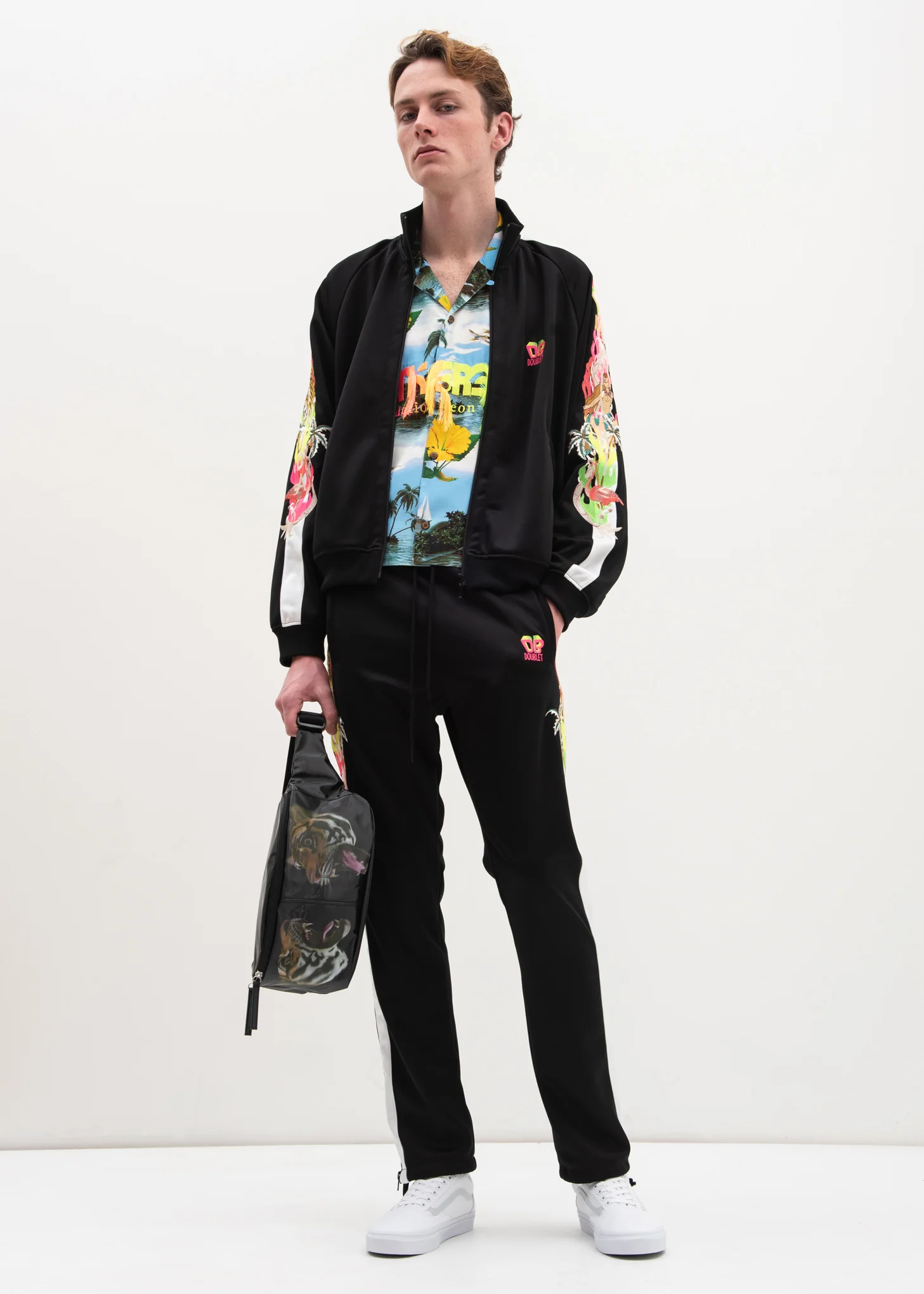 Black Chaos Embroidery Track Pants - Image 6