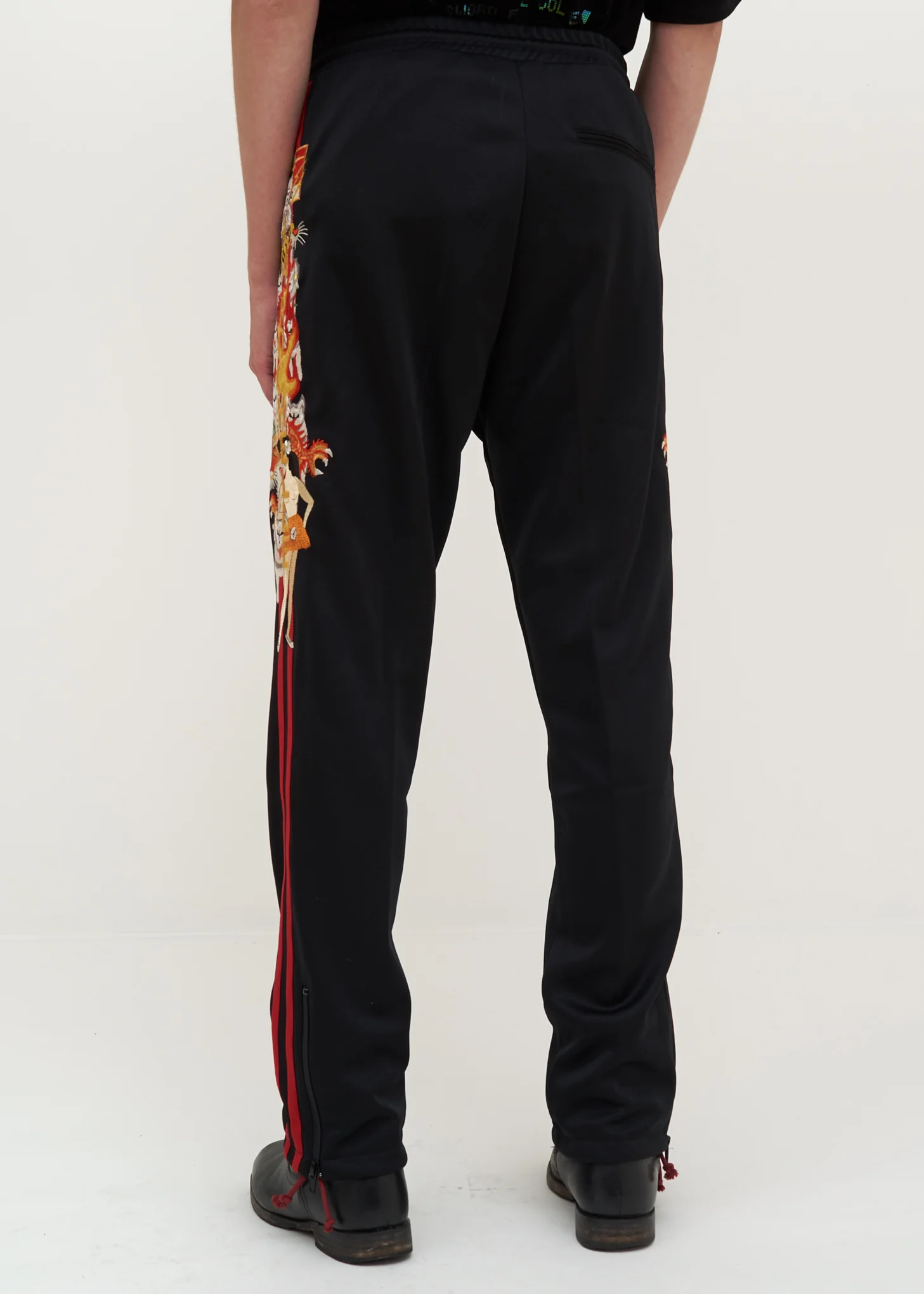 Black Chaos Embroidery Track Pants - Image 3