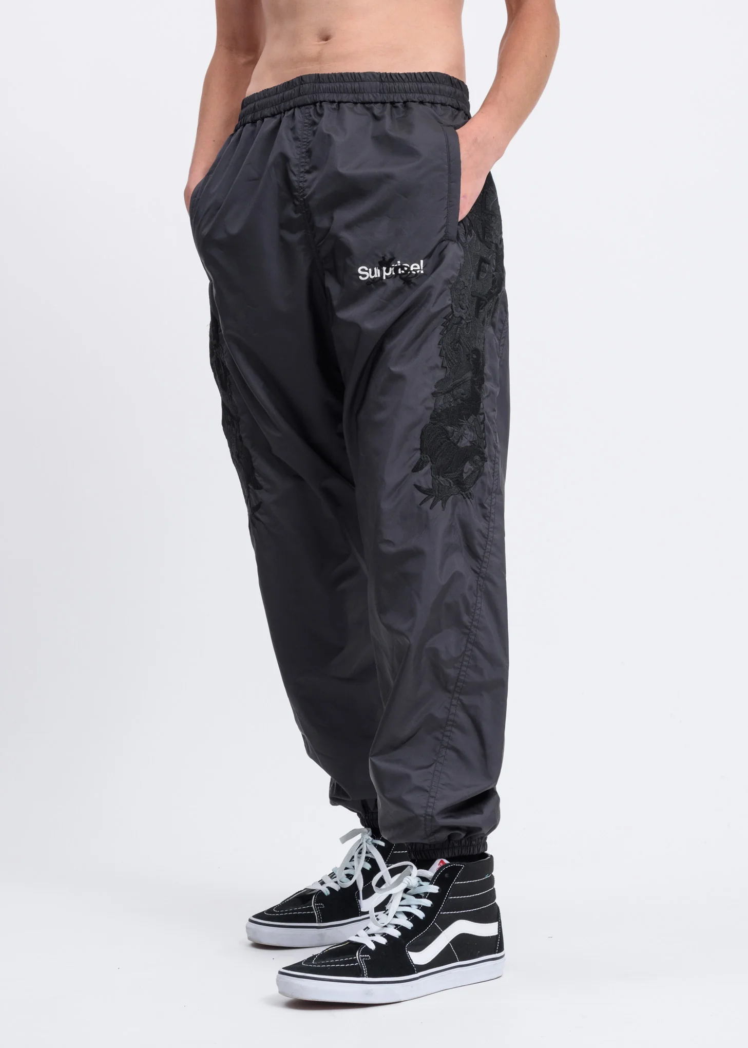 Black Chaos Embroidery Track Pants