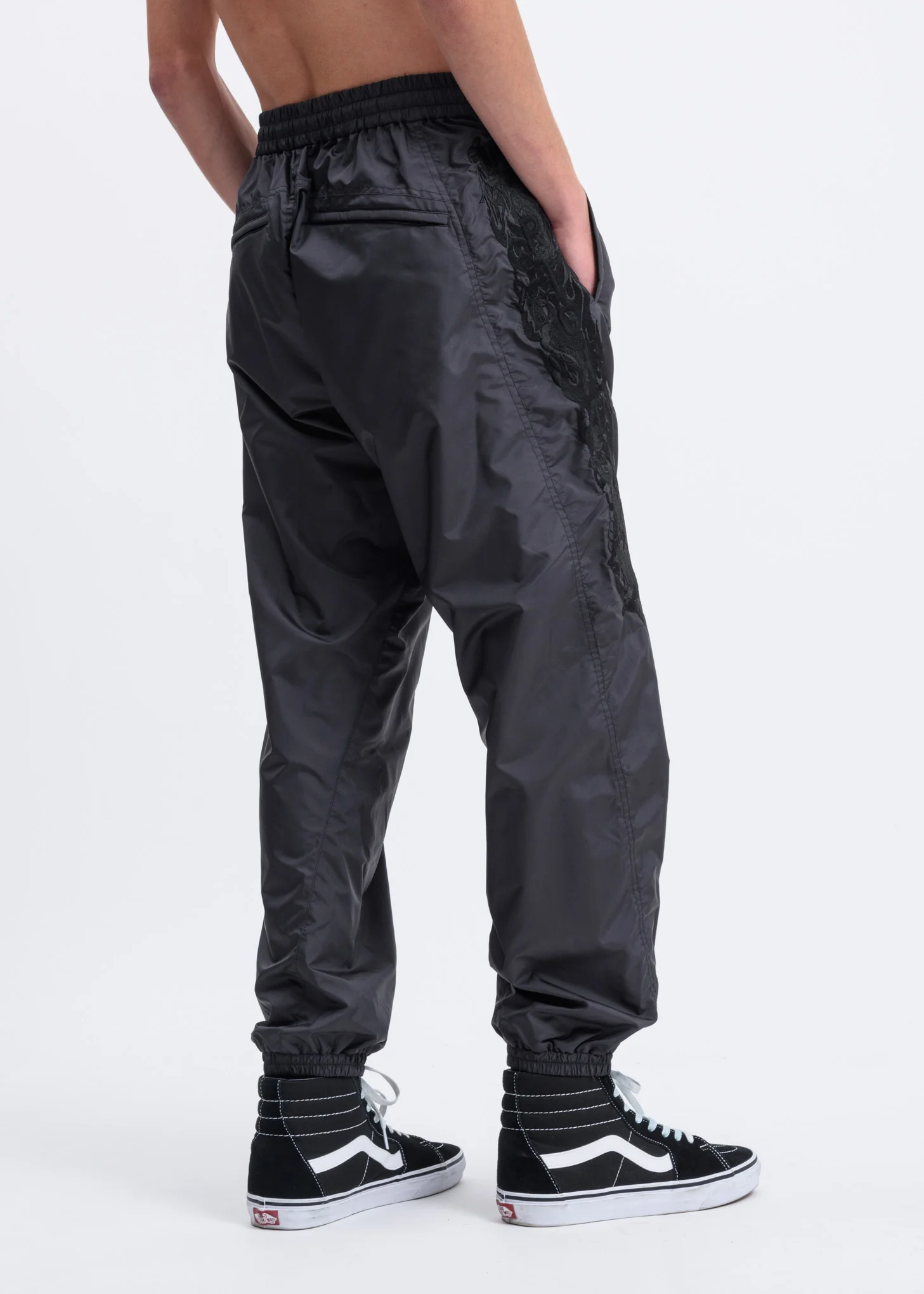 Black Chaos Embroidery Track Pants - Image 3