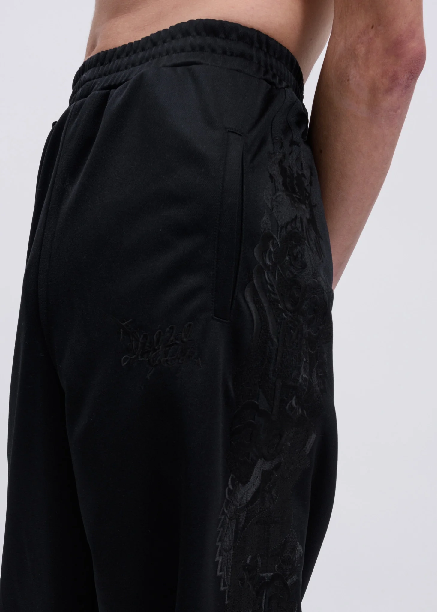 Black Chaos Embroidery Track Pants - Image 4