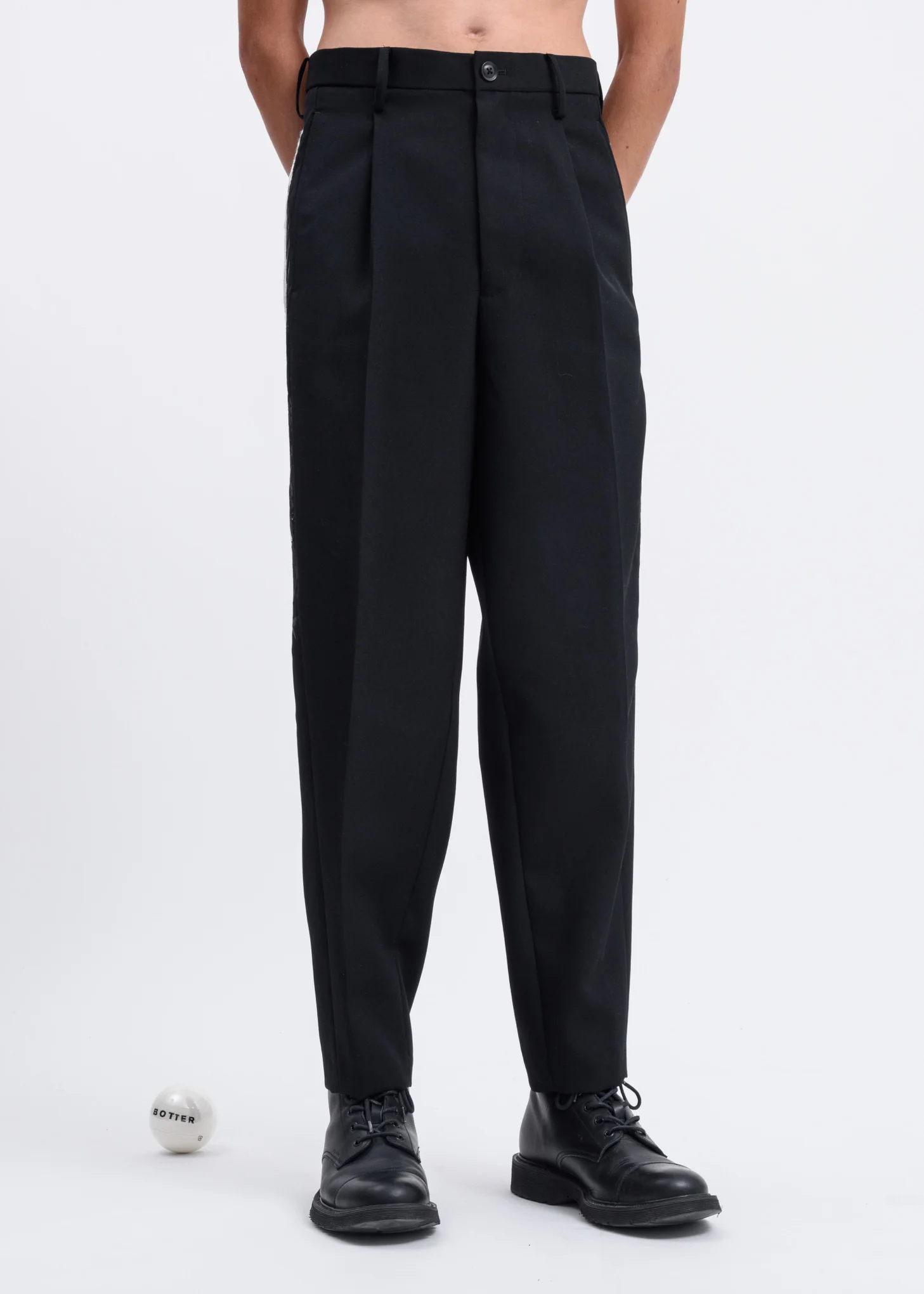 Black Chaos Embroidery Wide Tapered Trousers