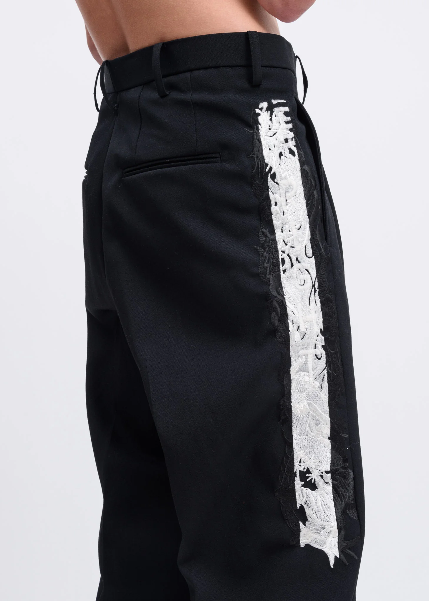 Black Chaos Embroidery Wide Tapered Trousers - Image 2