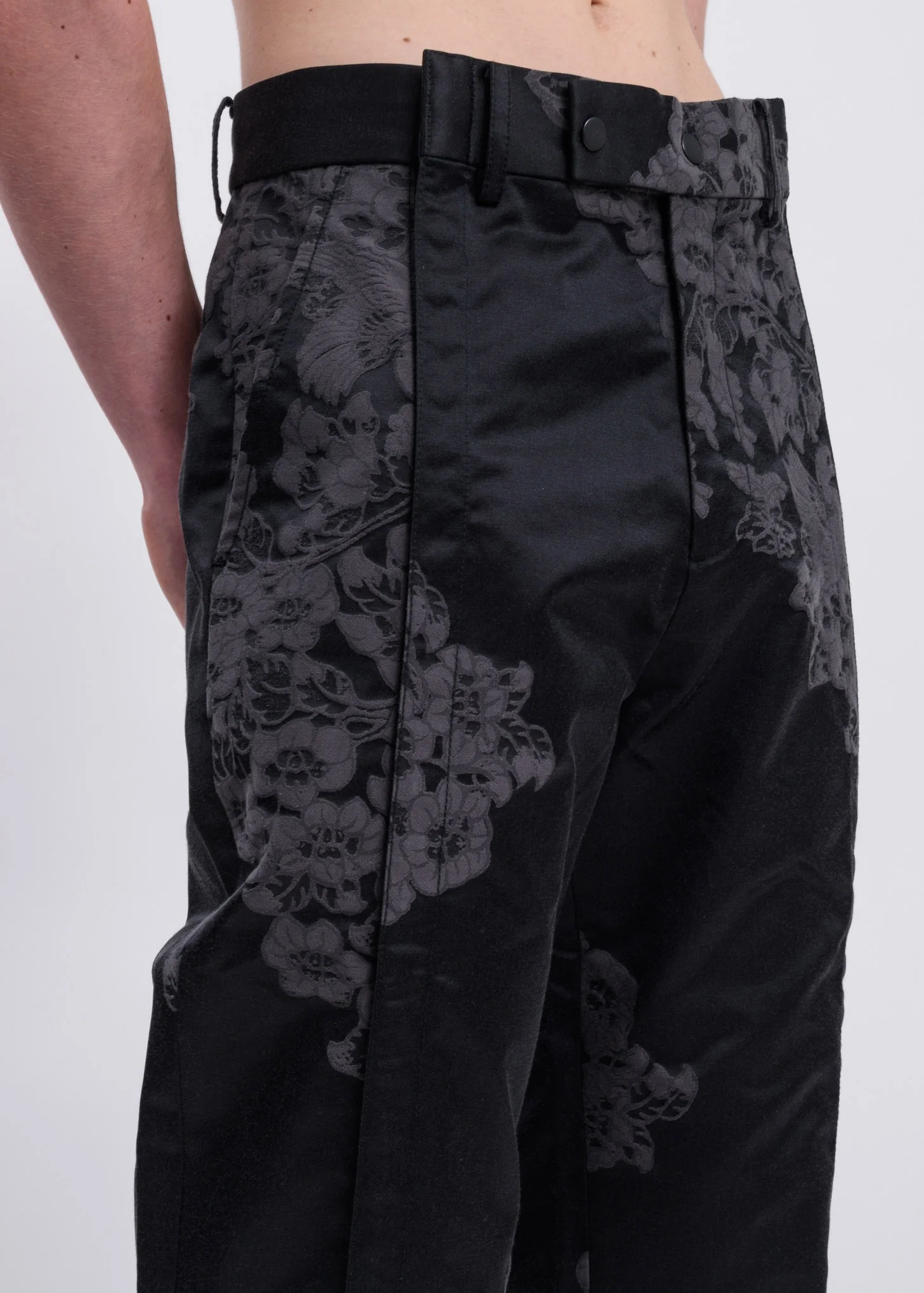 Black Paisley Embroidered Trousers - Image 3