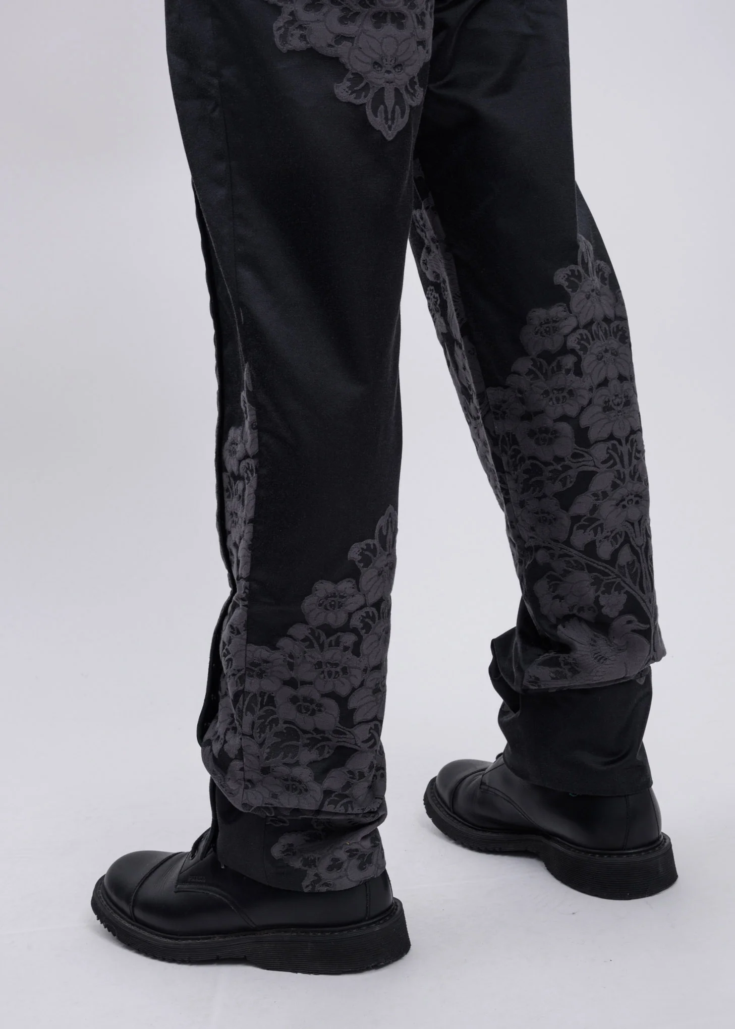 Black Paisley Embroidered Trousers - Image 4
