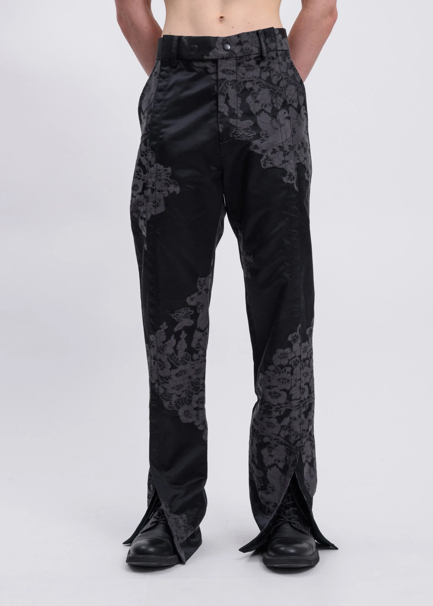 Black Paisley Embroidered Trousers - Image 6