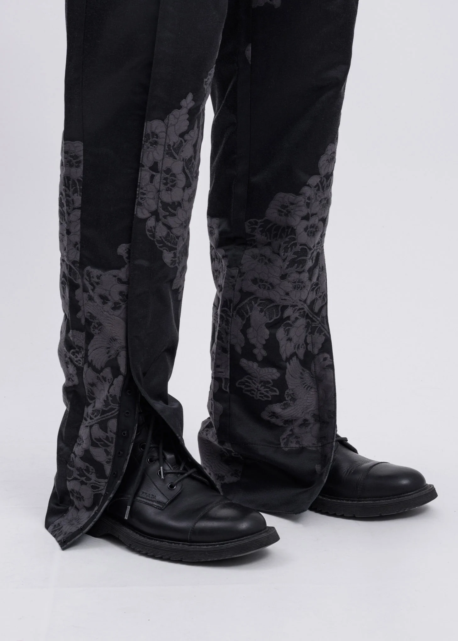 Black Paisley Embroidered Trousers - Image 7