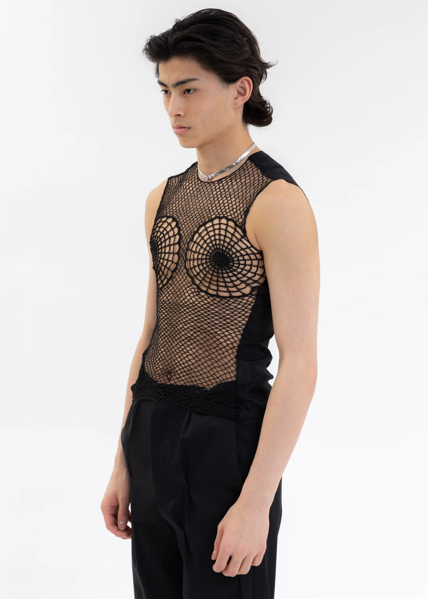 Black Chip Cut Out Splicing Vest - Image 2