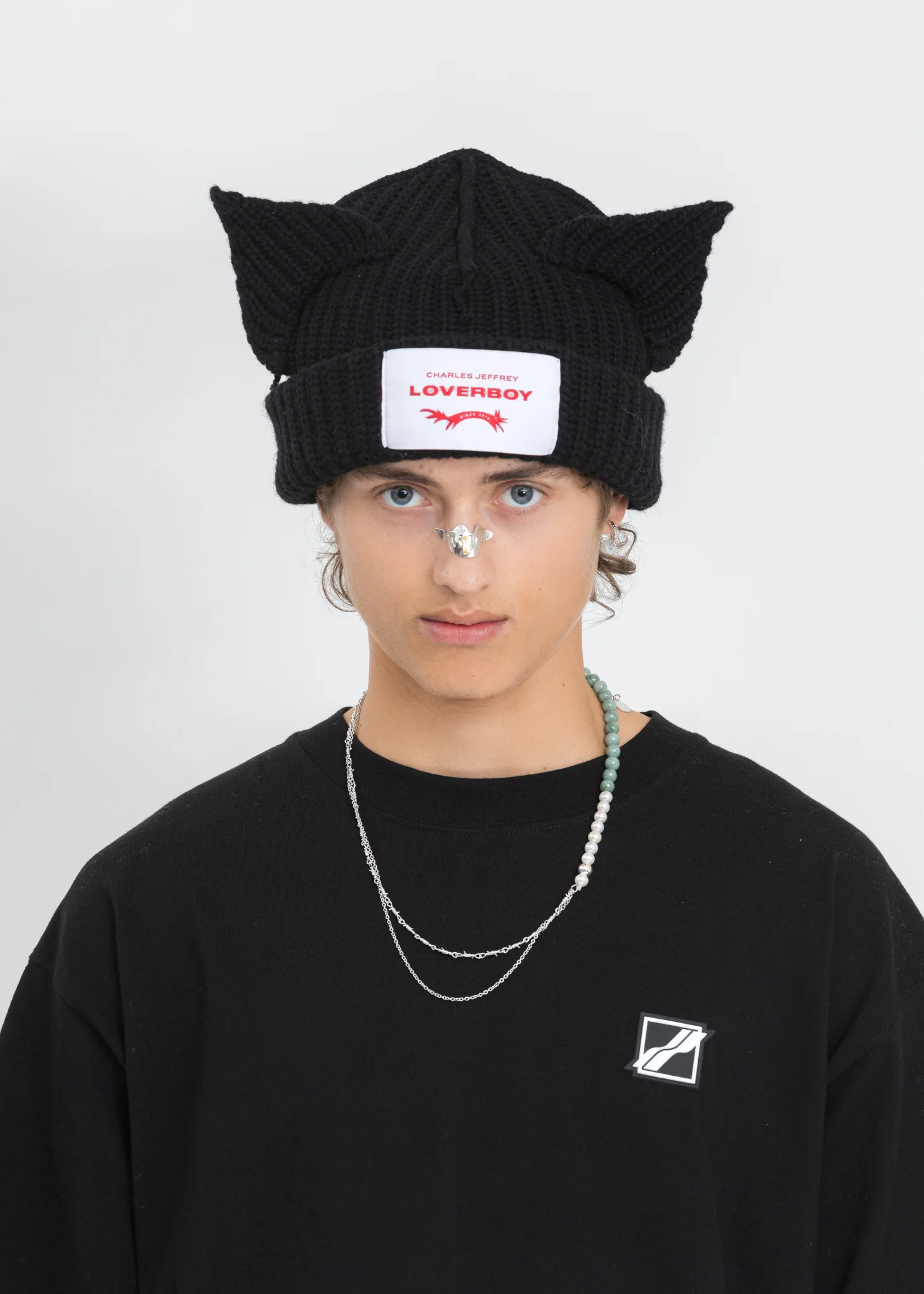 Black Chunky Ears Beanie - Image 2