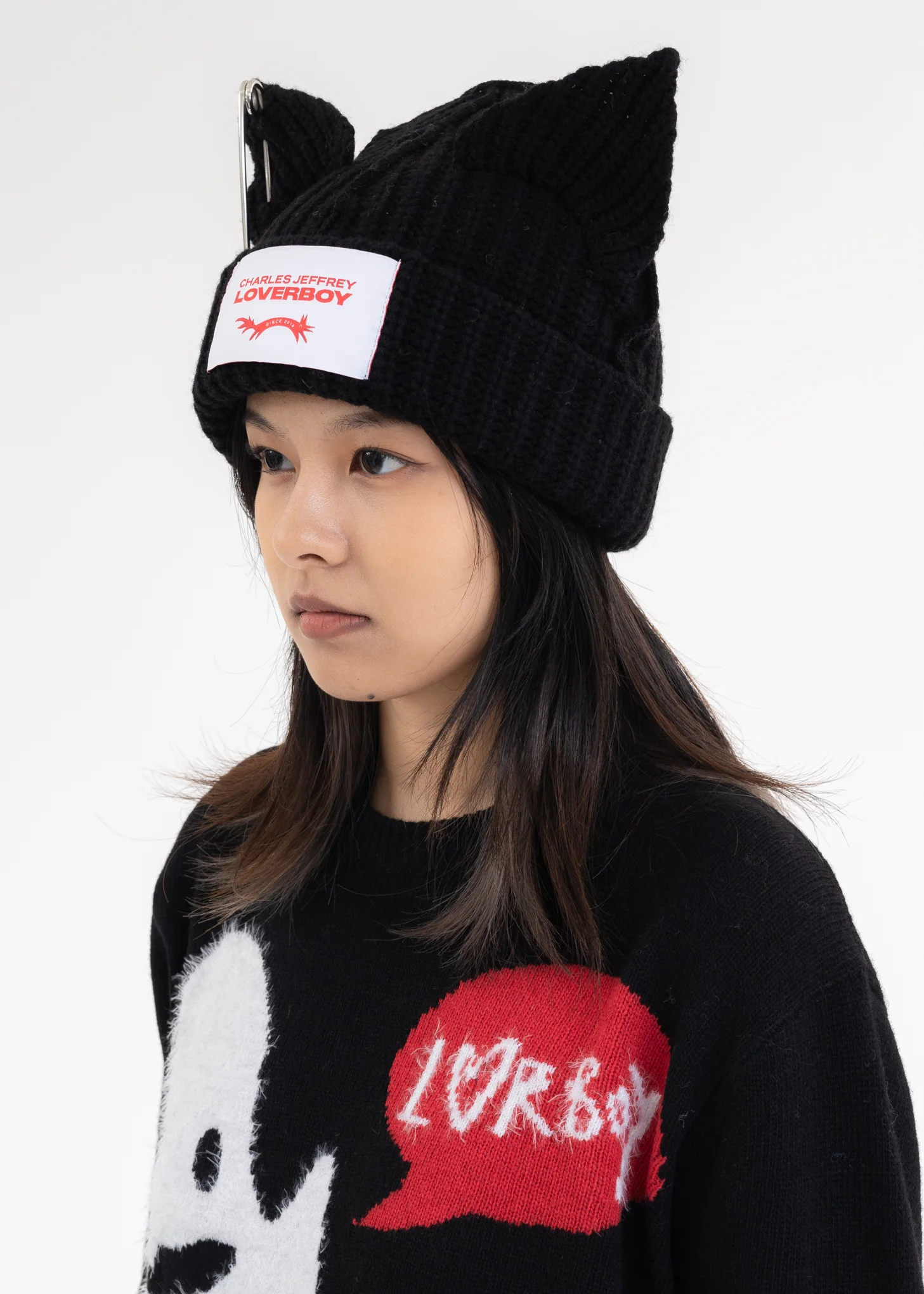 Black CHUNKY PUNK EARS BEANIE - Image 5