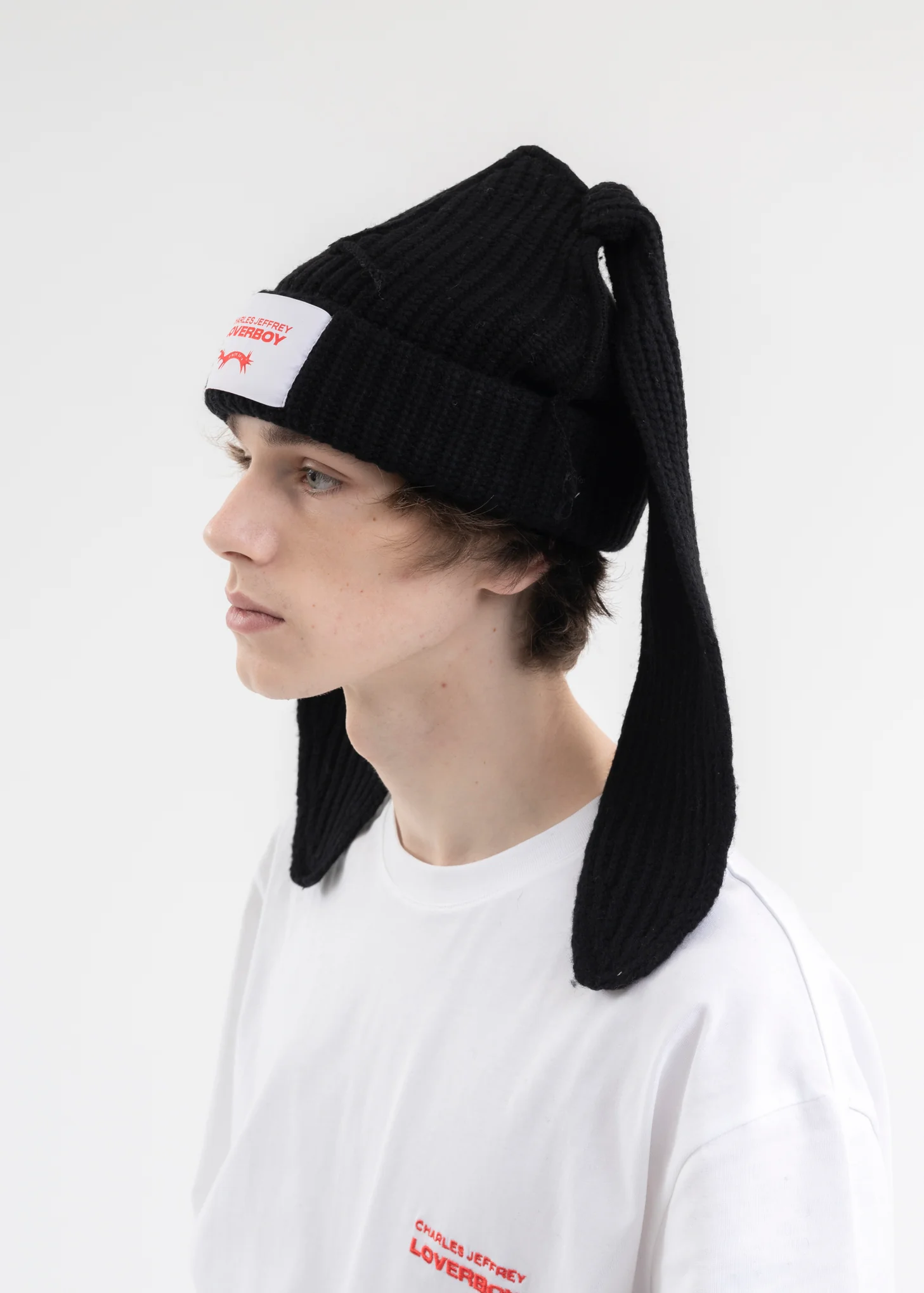 BLACK CHUNKY RABBIT BEANIE - Image 5